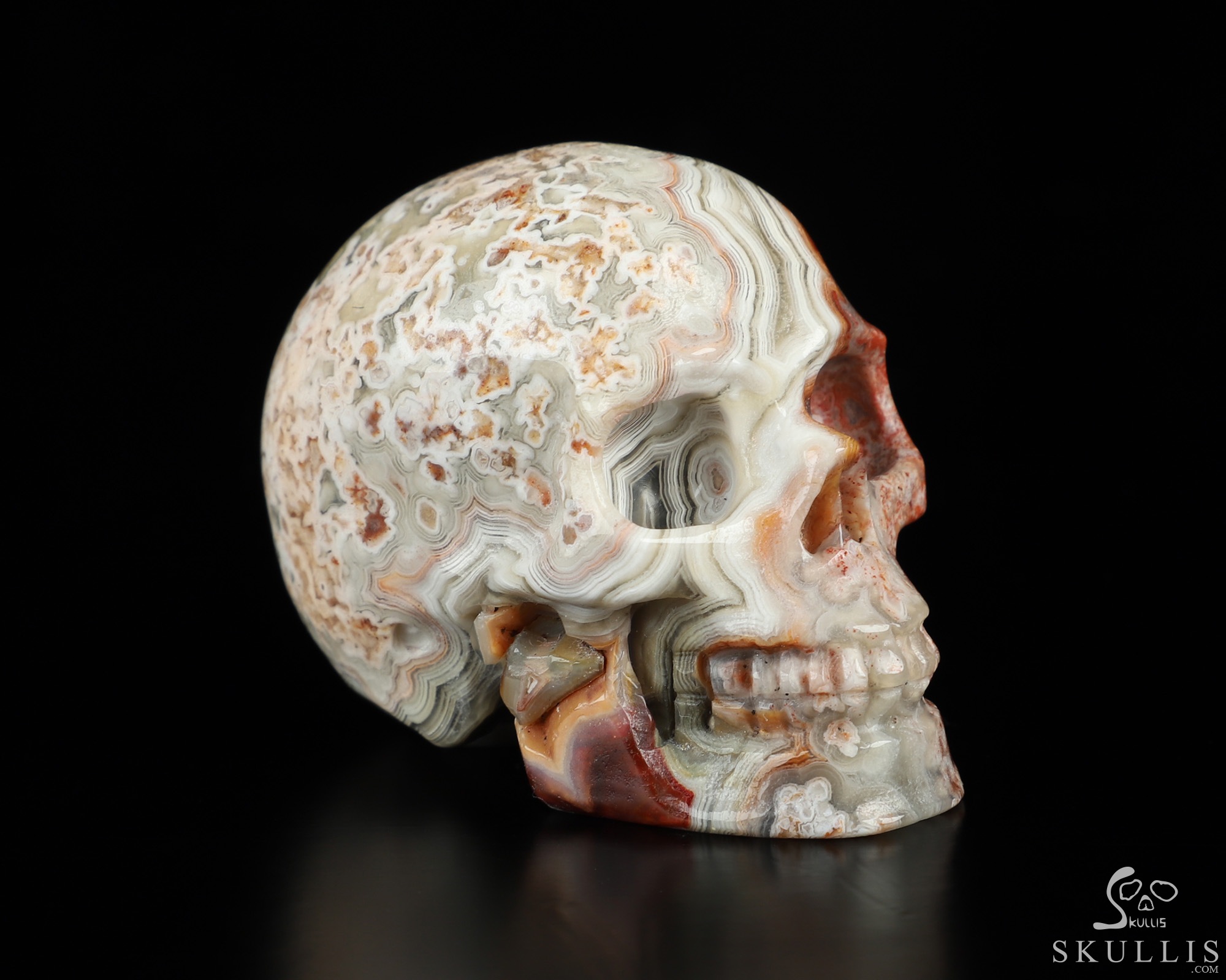 Gemstone 2.0" Red Crazy Lace Agate Hand Carved Crystal Skull, Realistic, Crystal Healing Gemstone 2.0" Red Crazy Lace Agate Hand Carved Crystal Skull, Realistic, Crystal Healing