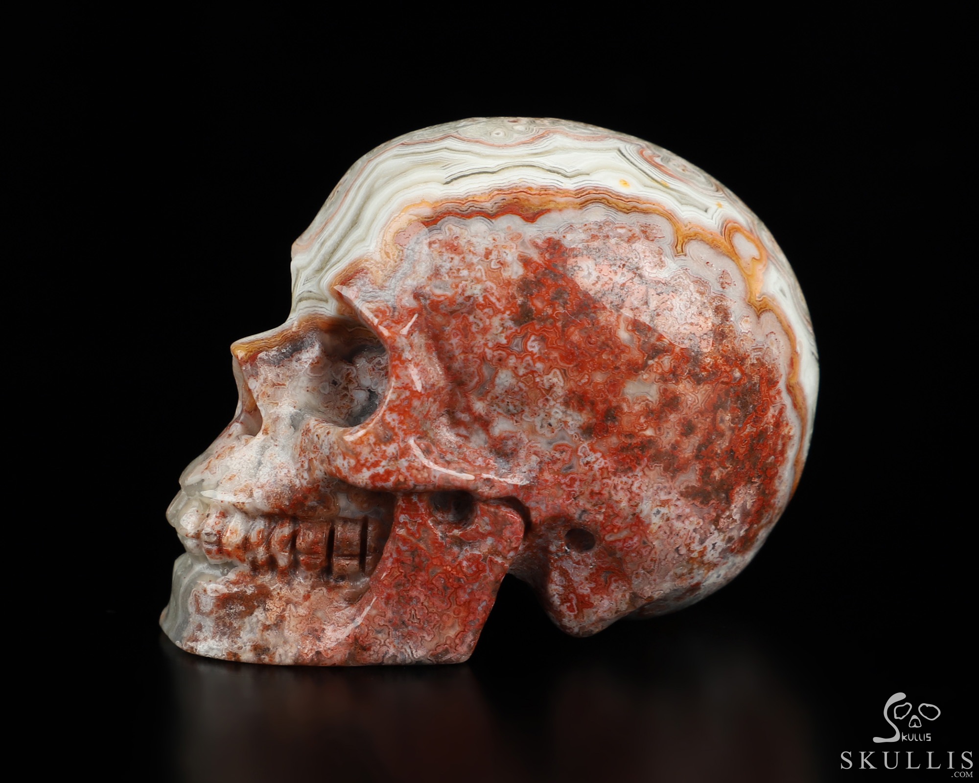 Gemstone 2.0" Red Crazy Lace Agate Hand Carved Crystal Skull, Realistic, Crystal Healing Gemstone 2.0" Red Crazy Lace Agate Hand Carved Crystal Skull, Realistic, Crystal Healing