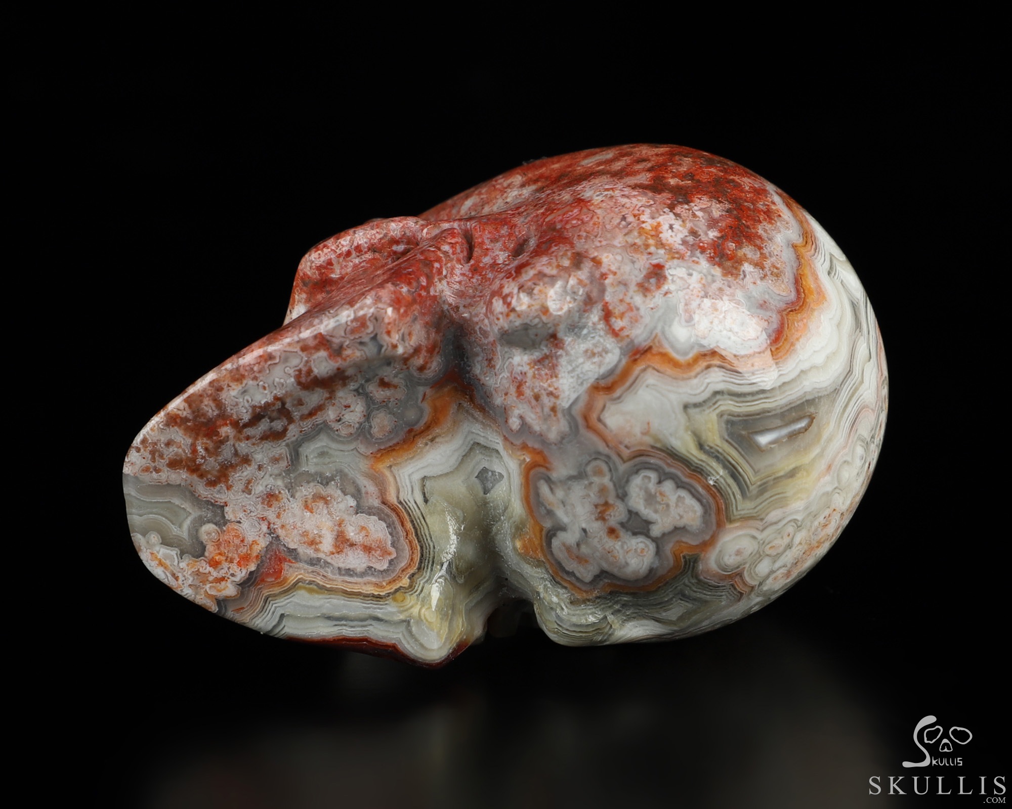 Gemstone 2.0" Red Crazy Lace Agate Hand Carved Crystal Skull, Realistic, Crystal Healing Gemstone 2.0" Red Crazy Lace Agate Hand Carved Crystal Skull, Realistic, Crystal Healing