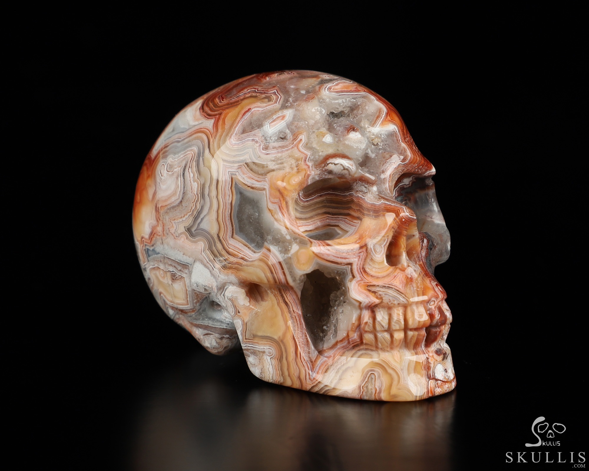 Gemstone 2.0" Red Crazy Lace Agate Hand Carved Crystal Skull, Realistic, Crystal Healing Gemstone 2.0" Red Crazy Lace Agate Hand Carved Crystal Skull, Realistic, Crystal Healing