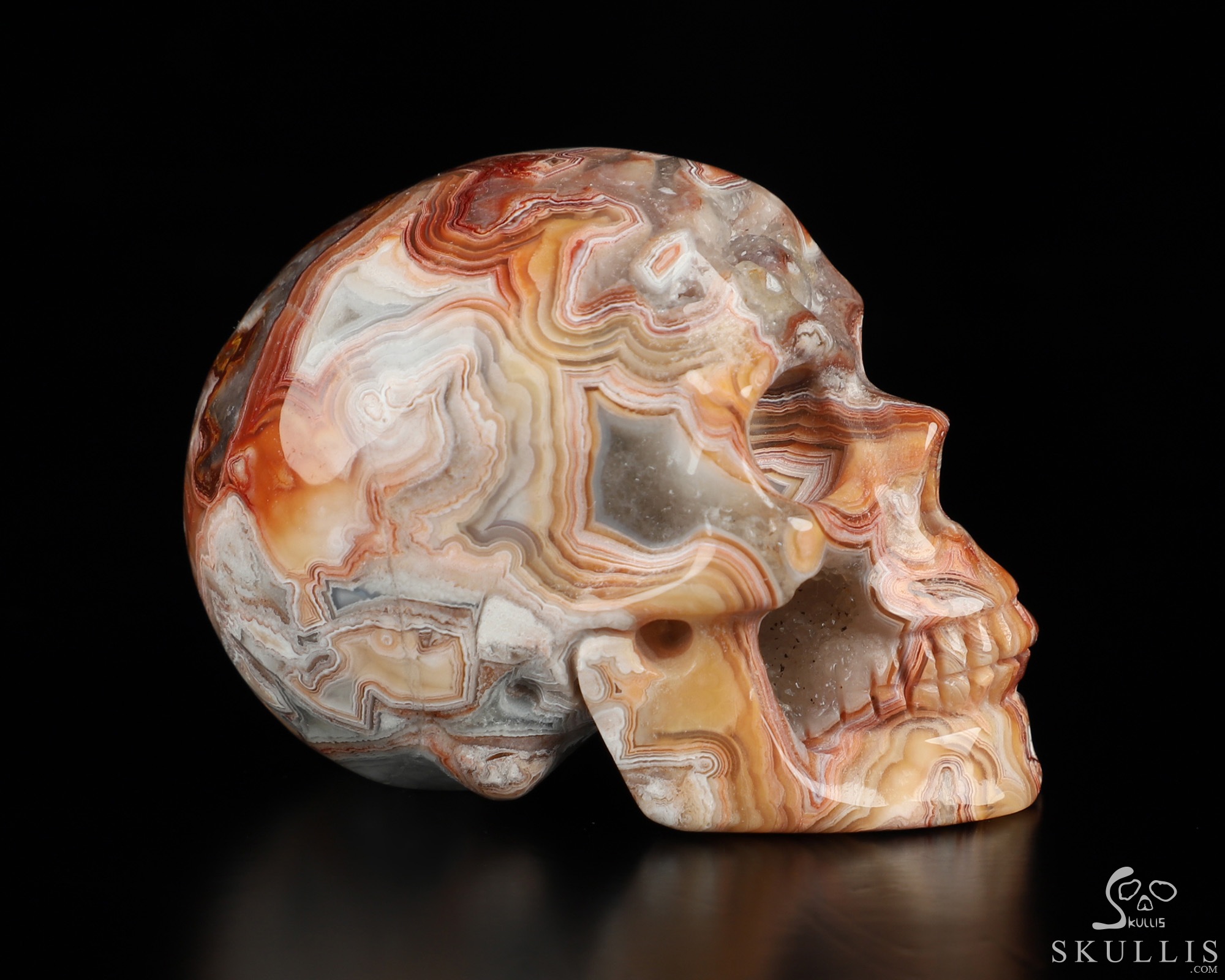 Gemstone 2.0" Red Crazy Lace Agate Hand Carved Crystal Skull, Realistic, Crystal Healing Gemstone 2.0" Red Crazy Lace Agate Hand Carved Crystal Skull, Realistic, Crystal Healing