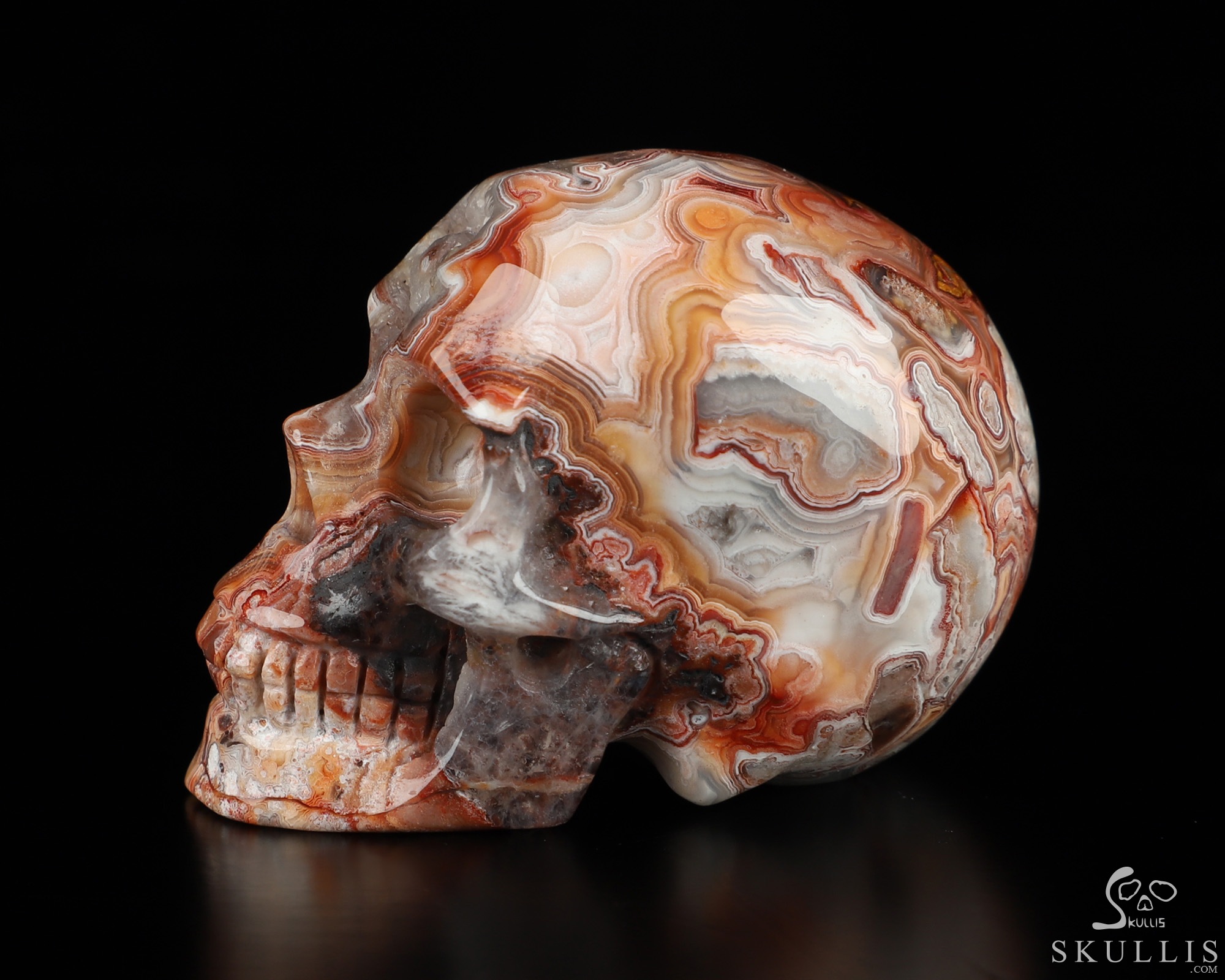 Gemstone 2.0" Red Crazy Lace Agate Hand Carved Crystal Skull, Realistic, Crystal Healing Gemstone 2.0" Red Crazy Lace Agate Hand Carved Crystal Skull, Realistic, Crystal Healing