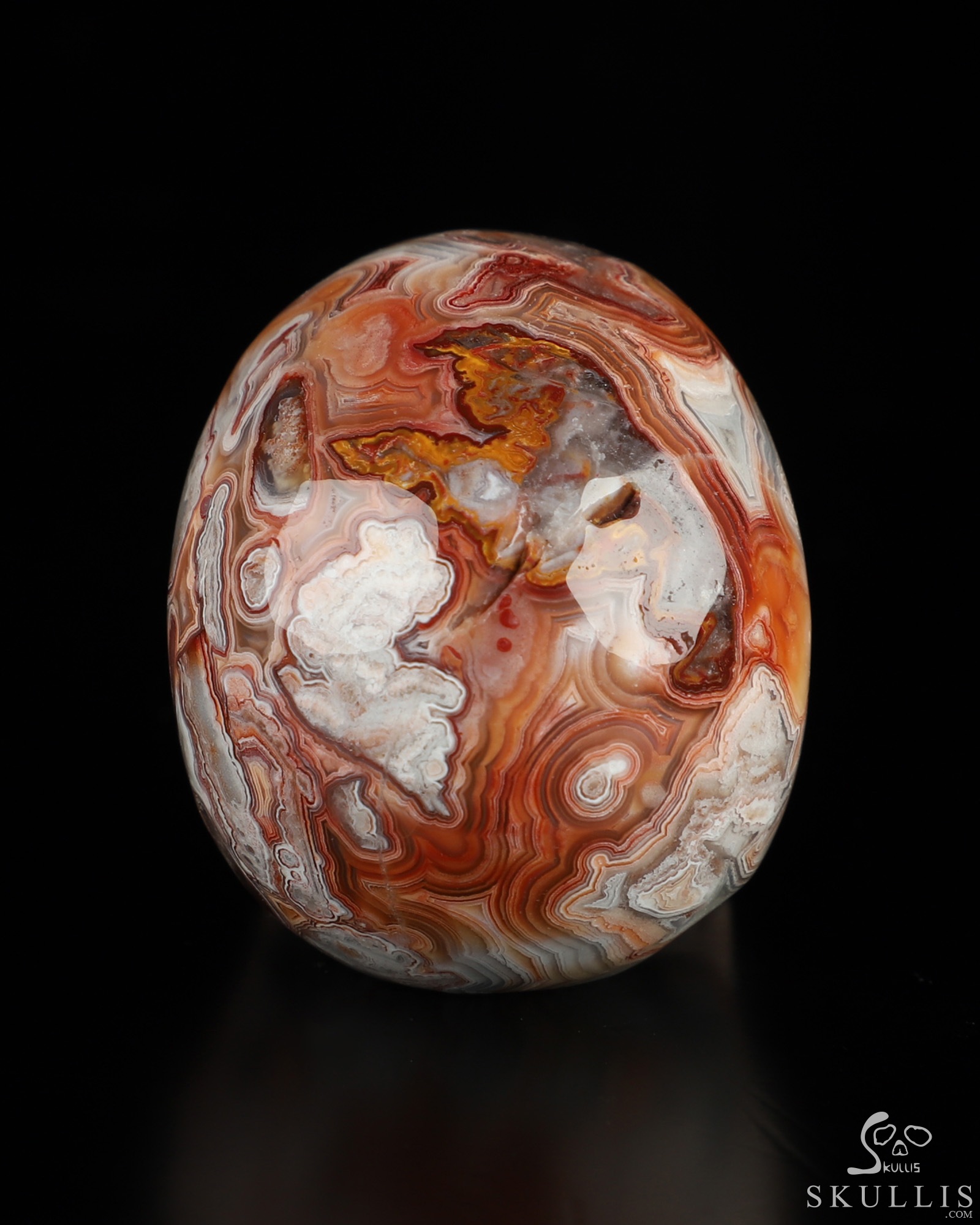 Gemstone 2.0" Red Crazy Lace Agate Hand Carved Crystal Skull, Realistic, Crystal Healing Gemstone 2.0" Red Crazy Lace Agate Hand Carved Crystal Skull, Realistic, Crystal Healing
