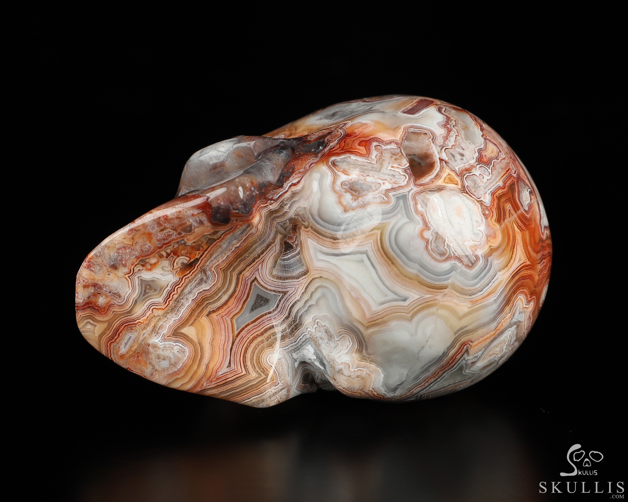 Gemstone 2.0" Red Crazy Lace Agate Hand Carved Crystal Skull, Realistic, Crystal Healing Gemstone 2.0" Red Crazy Lace Agate Hand Carved Crystal Skull, Realistic, Crystal Healing
