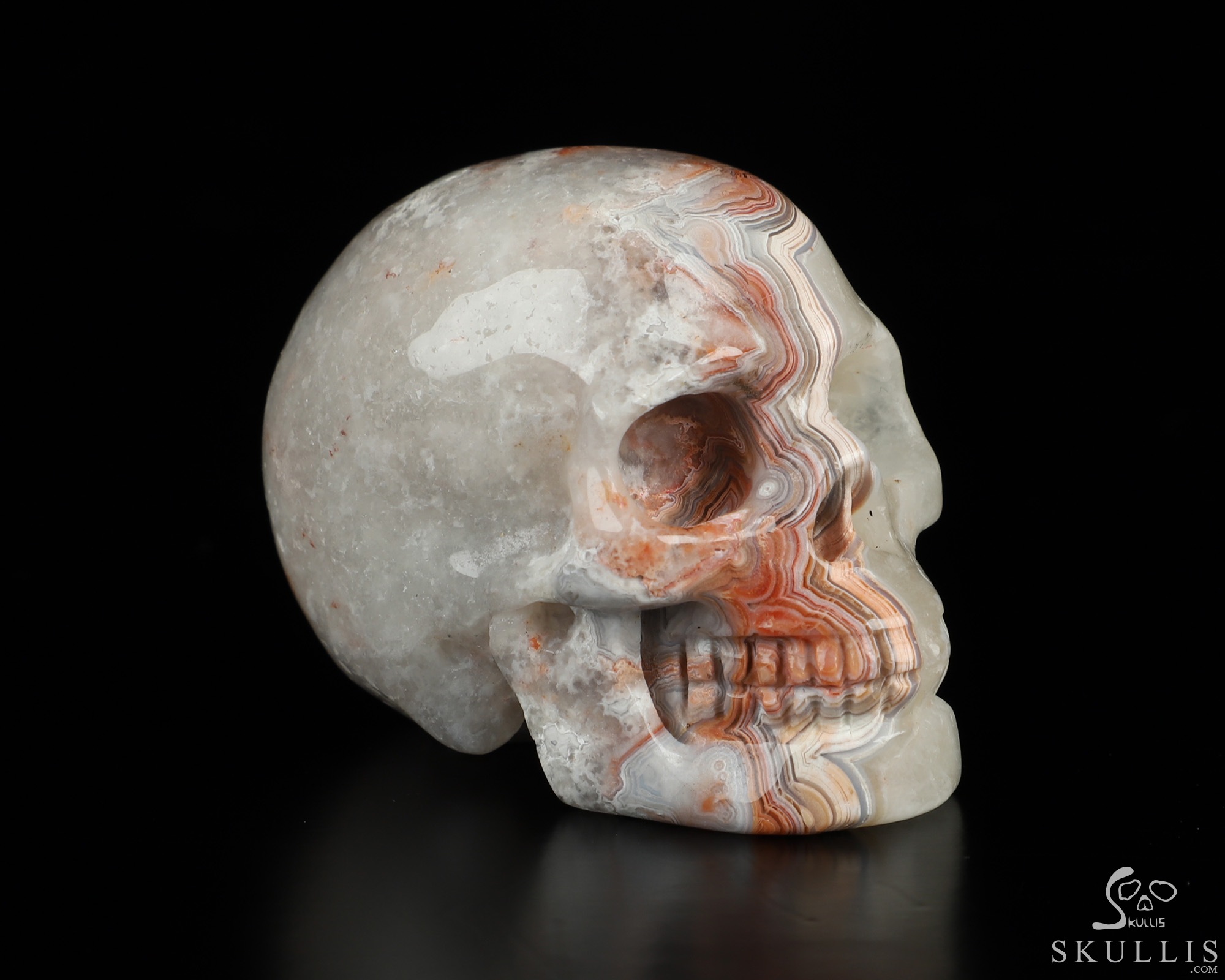 Gemstone 2.0" Red Crazy Lace Agate Hand Carved Crystal Skull, Realistic, Crystal Healing Gemstone 2.0" Red Crazy Lace Agate Hand Carved Crystal Skull, Realistic, Crystal Healing