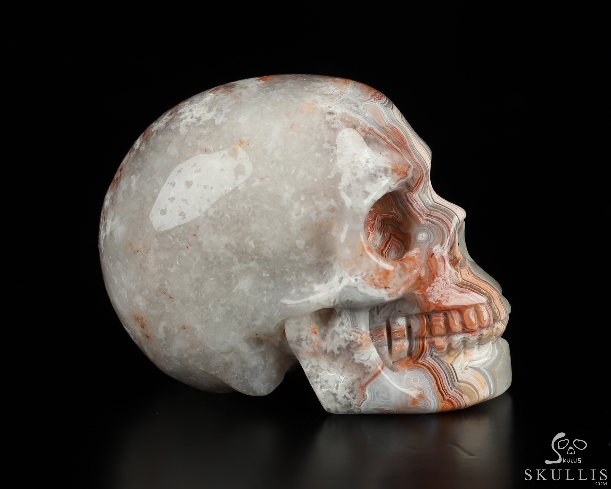 Gemstone 2.0" Red Crazy Lace Agate Hand Carved Crystal Skull, Realistic, Crystal Healing Gemstone 2.0" Red Crazy Lace Agate Hand Carved Crystal Skull, Realistic, Crystal Healing