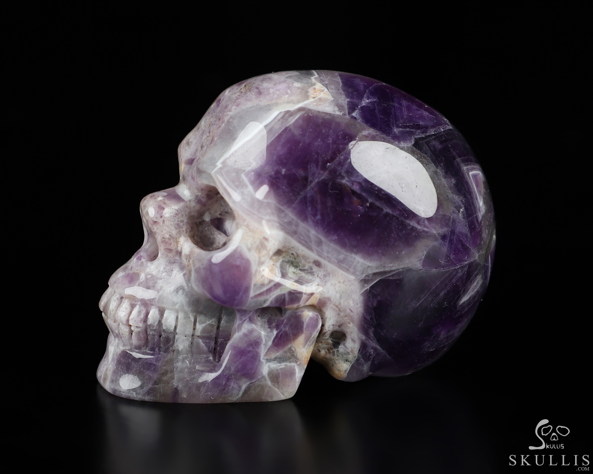 2.0" Dream Chevron Amethyst Hand Carved Crystal Skull, Realistic, Crystal Healing 2.0" Dream Chevron Amethyst Hand Carved Crystal Skull, Realistic, Crystal Healing