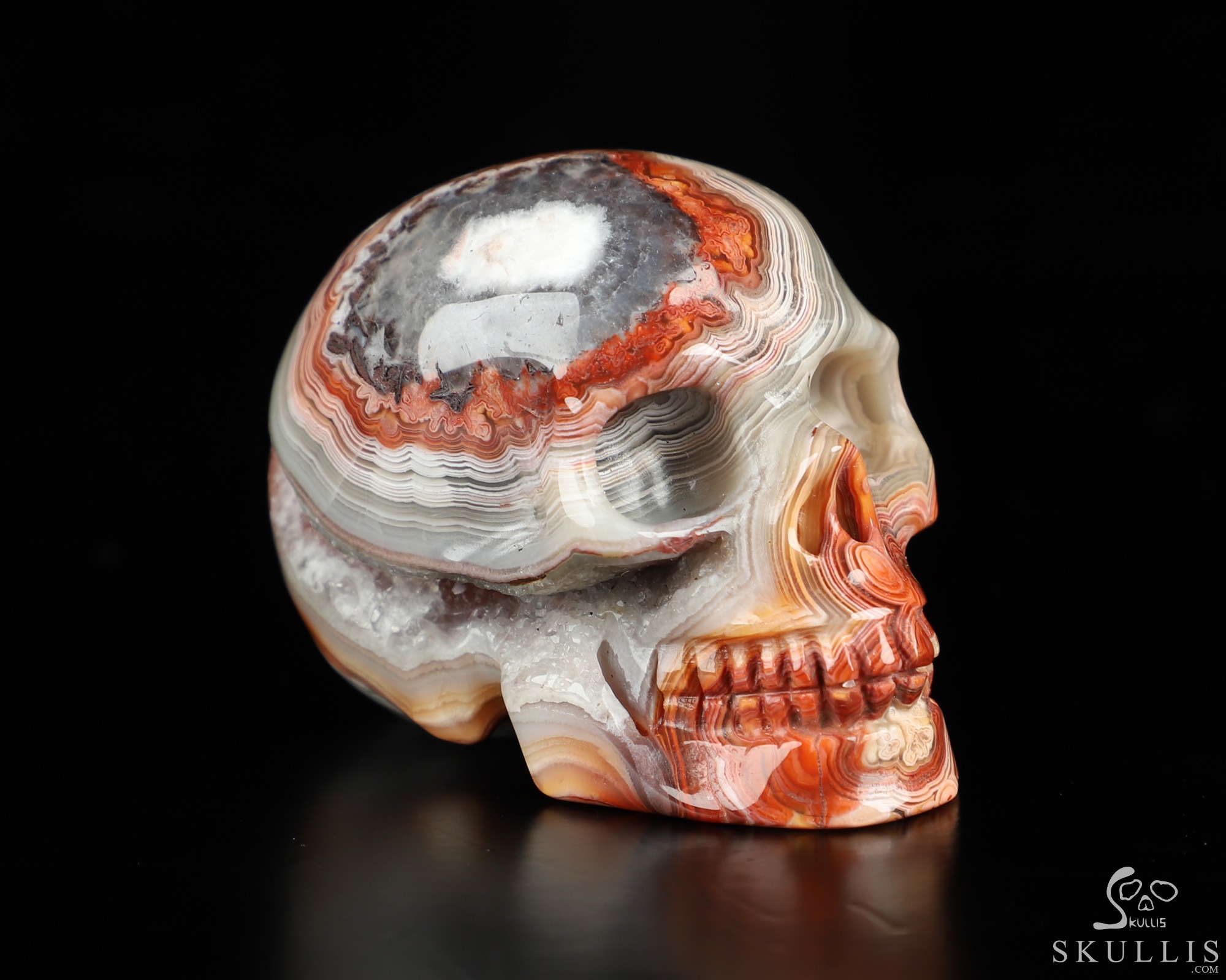 Gemstone 1.9" Red Crazy Lace Agate Hand Carved Crystal Skull, Realistic, Crystal Healing Gemstone 1.9" Red Crazy Lace Agate Hand Carved Crystal Skull, Realistic, Crystal Healing
