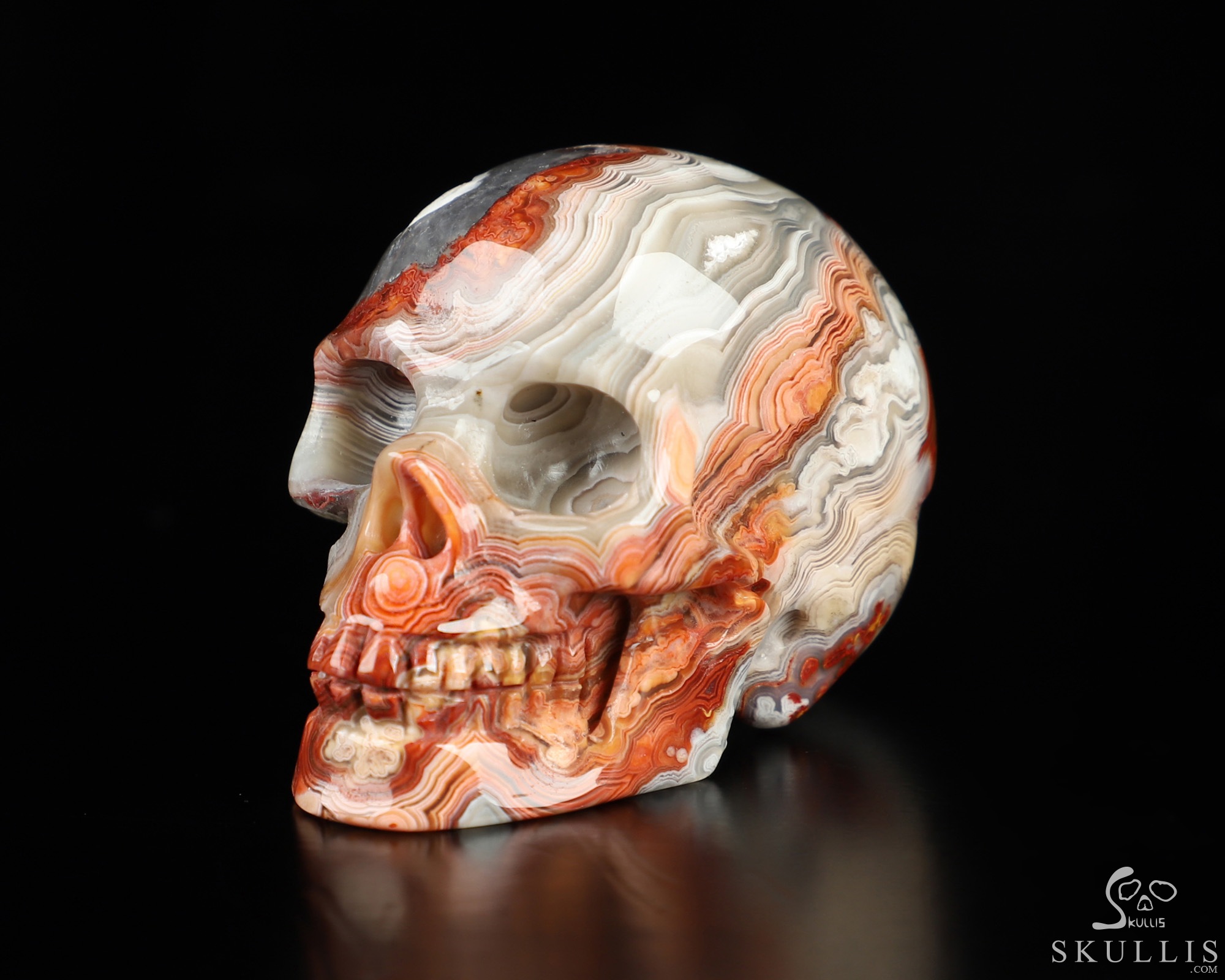 Gemstone 1.9" Red Crazy Lace Agate Hand Carved Crystal Skull, Realistic, Crystal Healing Gemstone 1.9" Red Crazy Lace Agate Hand Carved Crystal Skull, Realistic, Crystal Healing