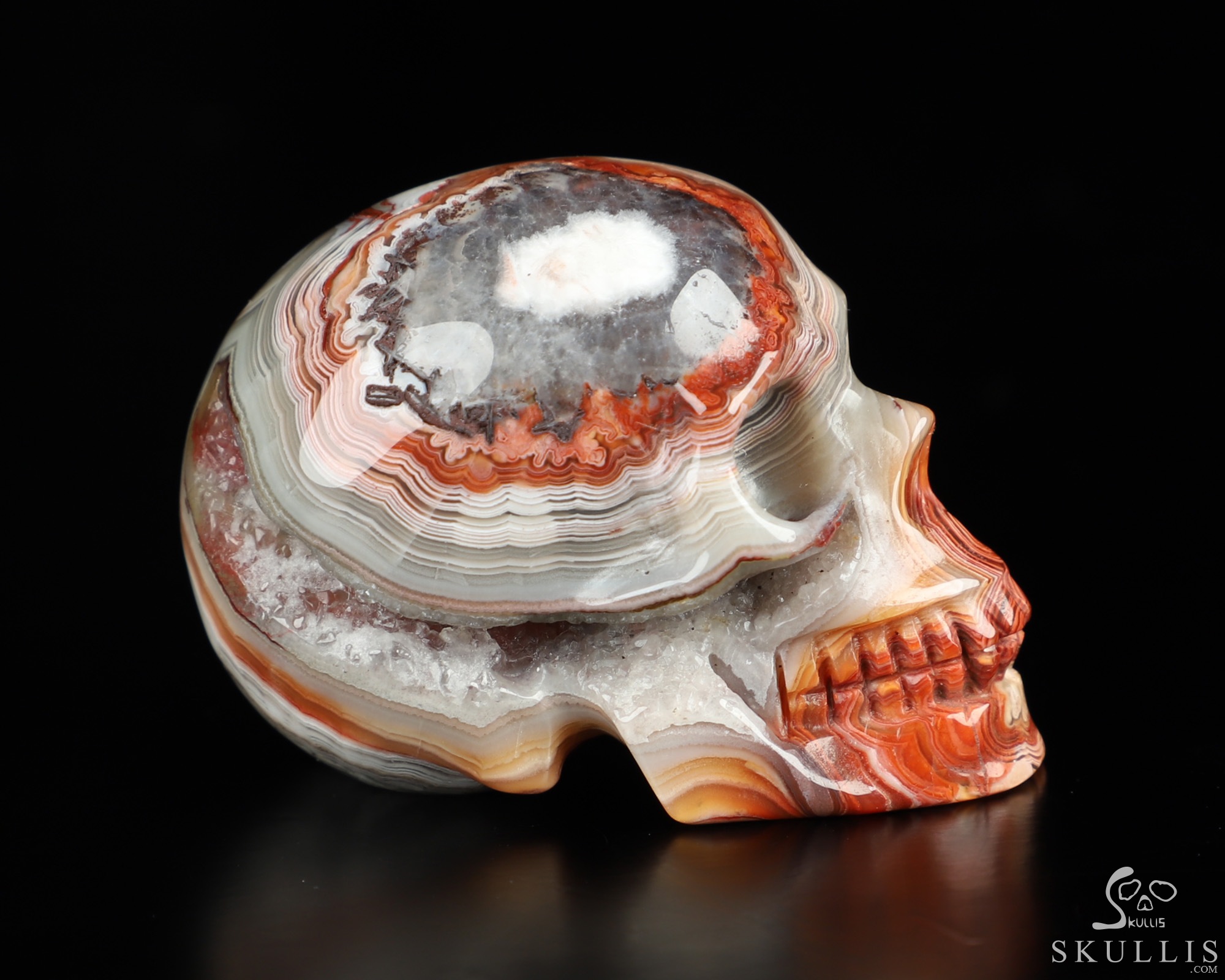Gemstone 1.9" Red Crazy Lace Agate Hand Carved Crystal Skull, Realistic, Crystal Healing Gemstone 1.9" Red Crazy Lace Agate Hand Carved Crystal Skull, Realistic, Crystal Healing