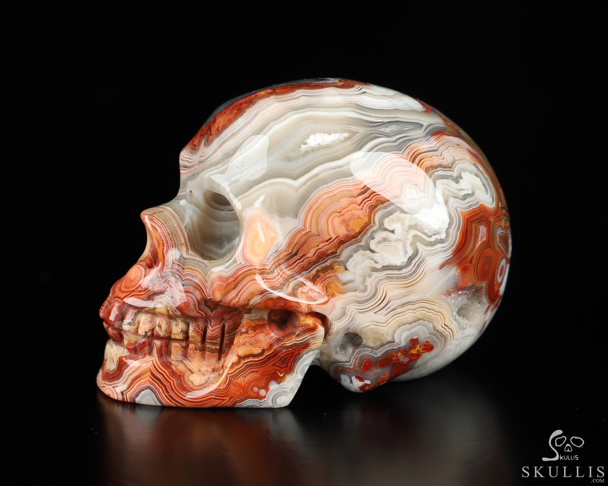Gemstone 1.9" Red Crazy Lace Agate Hand Carved Crystal Skull, Realistic, Crystal Healing Gemstone 1.9" Red Crazy Lace Agate Hand Carved Crystal Skull, Realistic, Crystal Healing