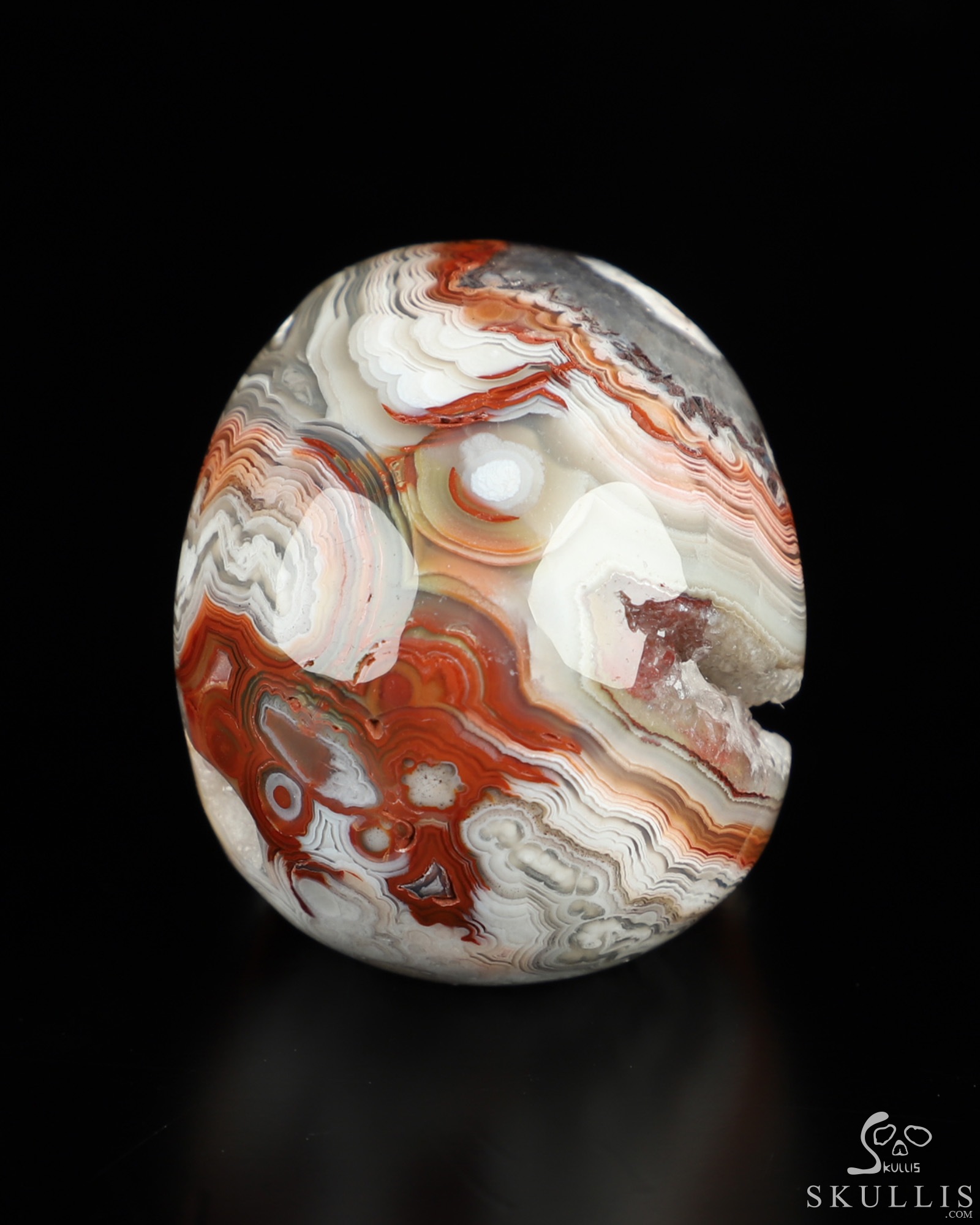 Gemstone 1.9" Red Crazy Lace Agate Hand Carved Crystal Skull, Realistic, Crystal Healing Gemstone 1.9" Red Crazy Lace Agate Hand Carved Crystal Skull, Realistic, Crystal Healing