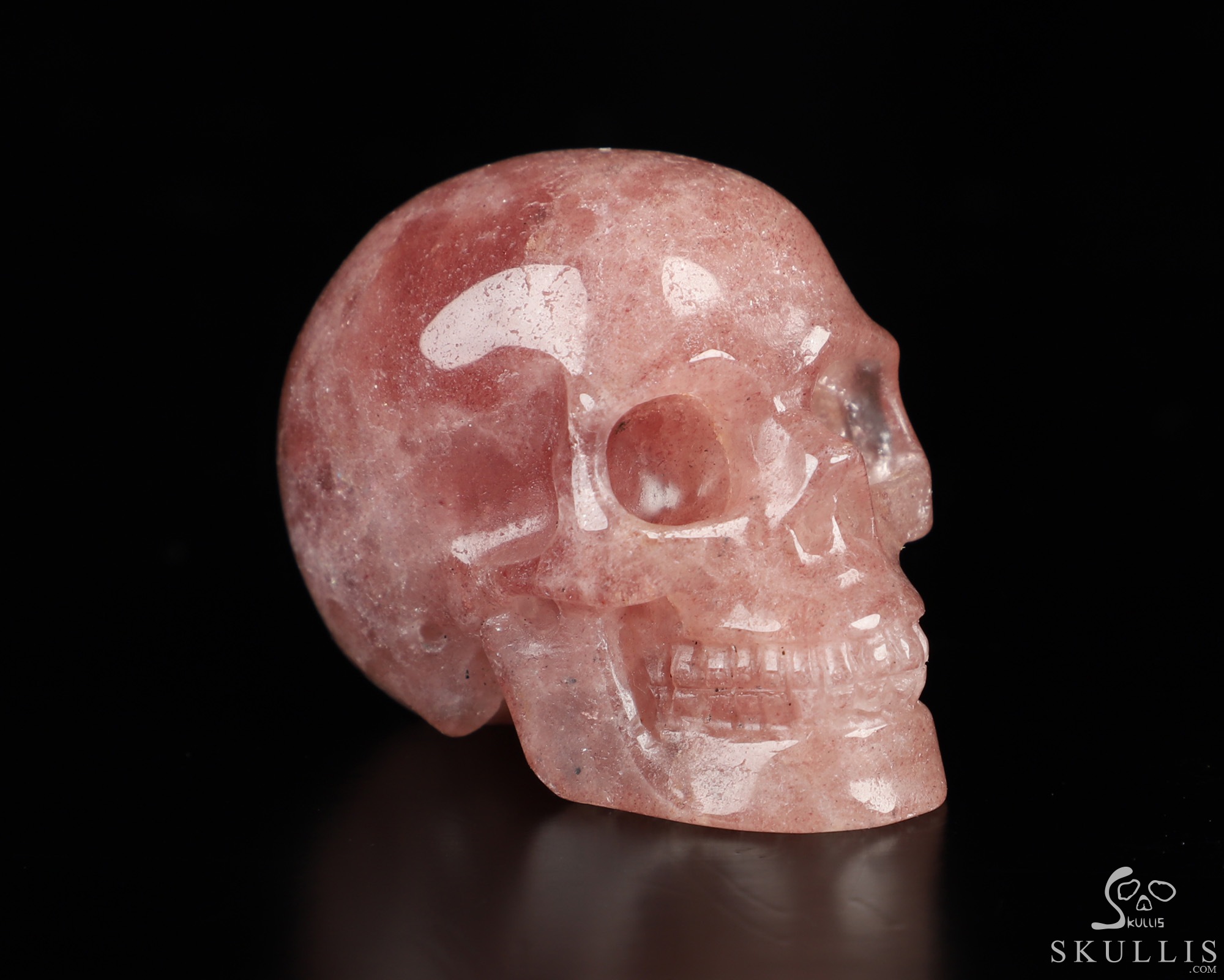 2.0" Strawberry Quartz Hand Carved Crystal Skull, Realistic, Crystal Healing 2.0" Strawberry Quartz Hand Carved Crystal Skull, Realistic, Crystal Healing
