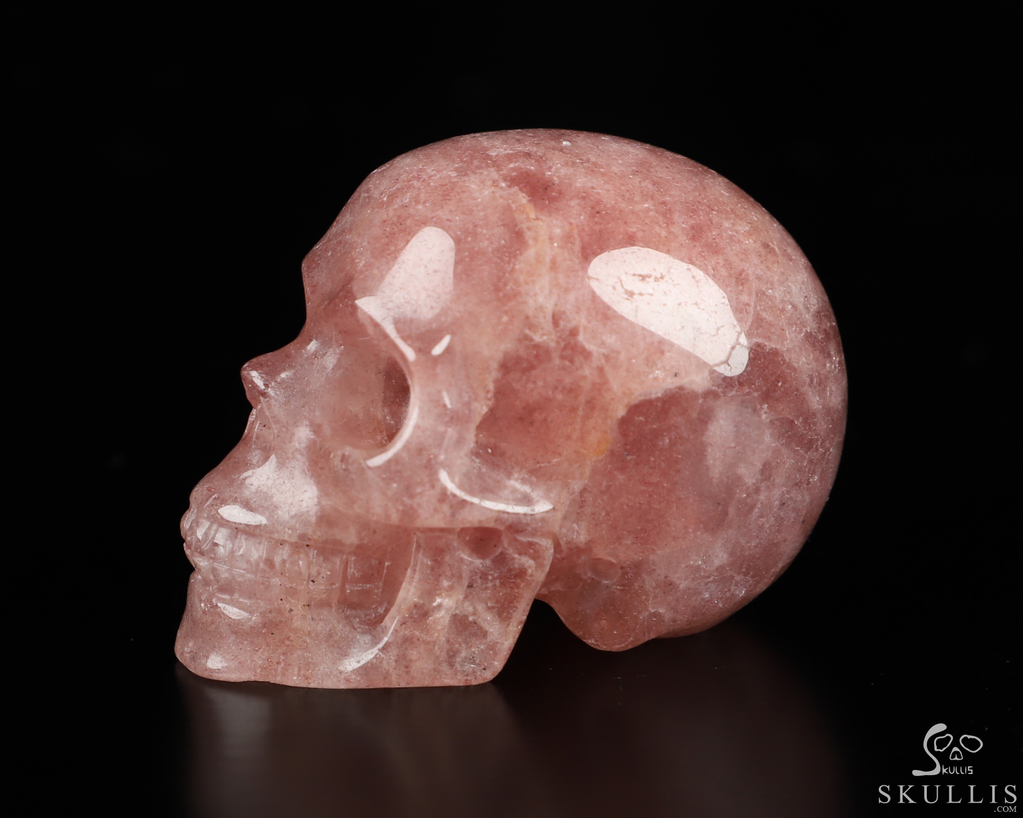 2.0" Strawberry Quartz Hand Carved Crystal Skull, Realistic, Crystal Healing 2.0" Strawberry Quartz Hand Carved Crystal Skull, Realistic, Crystal Healing