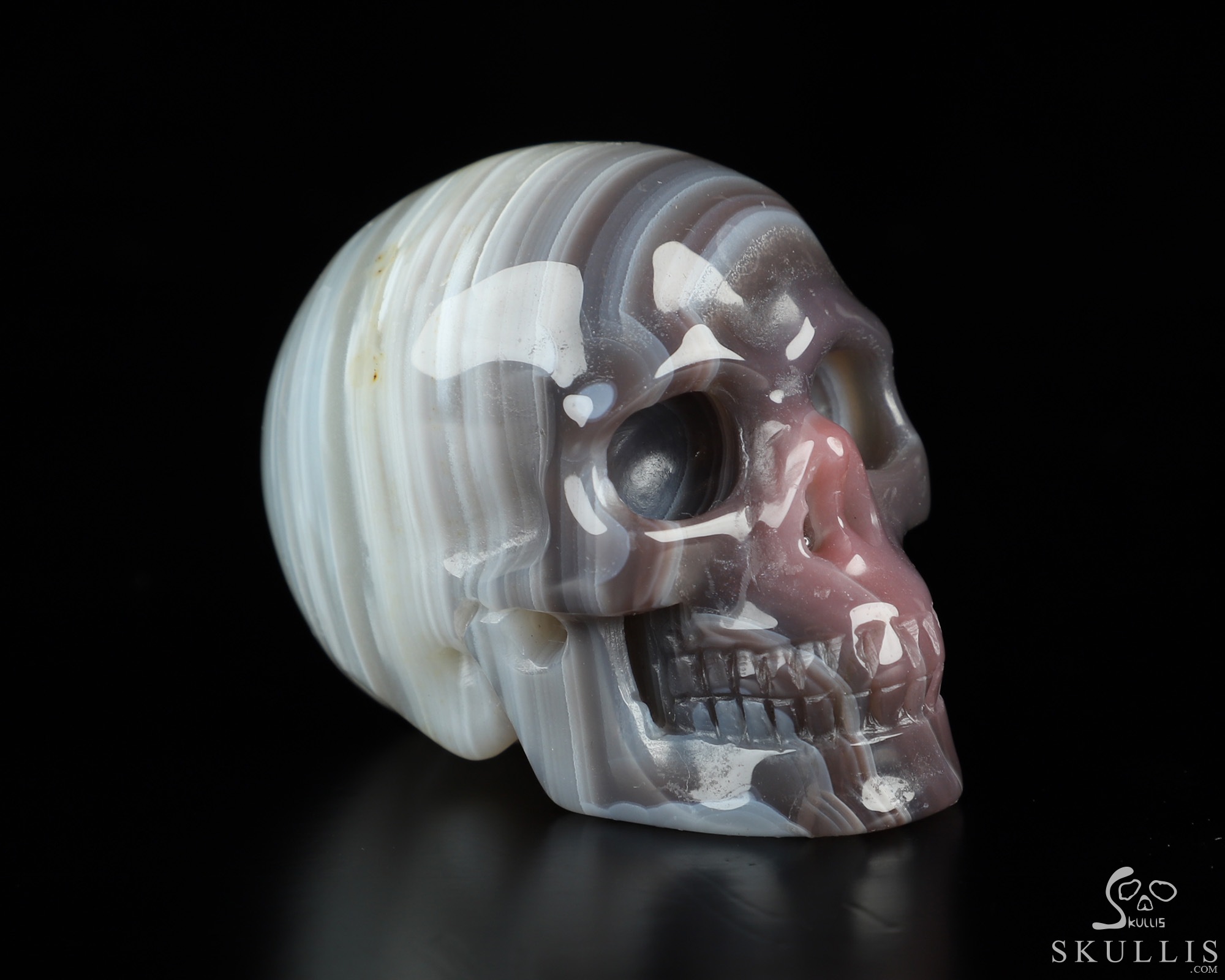 Gemstone 2.0" Mozambique Agate Hand Carved Crystal Skull, Realistic, Crystal Healing Gemstone 2.0" Mozambique Agate Hand Carved Crystal Skull, Realistic, Crystal Healing