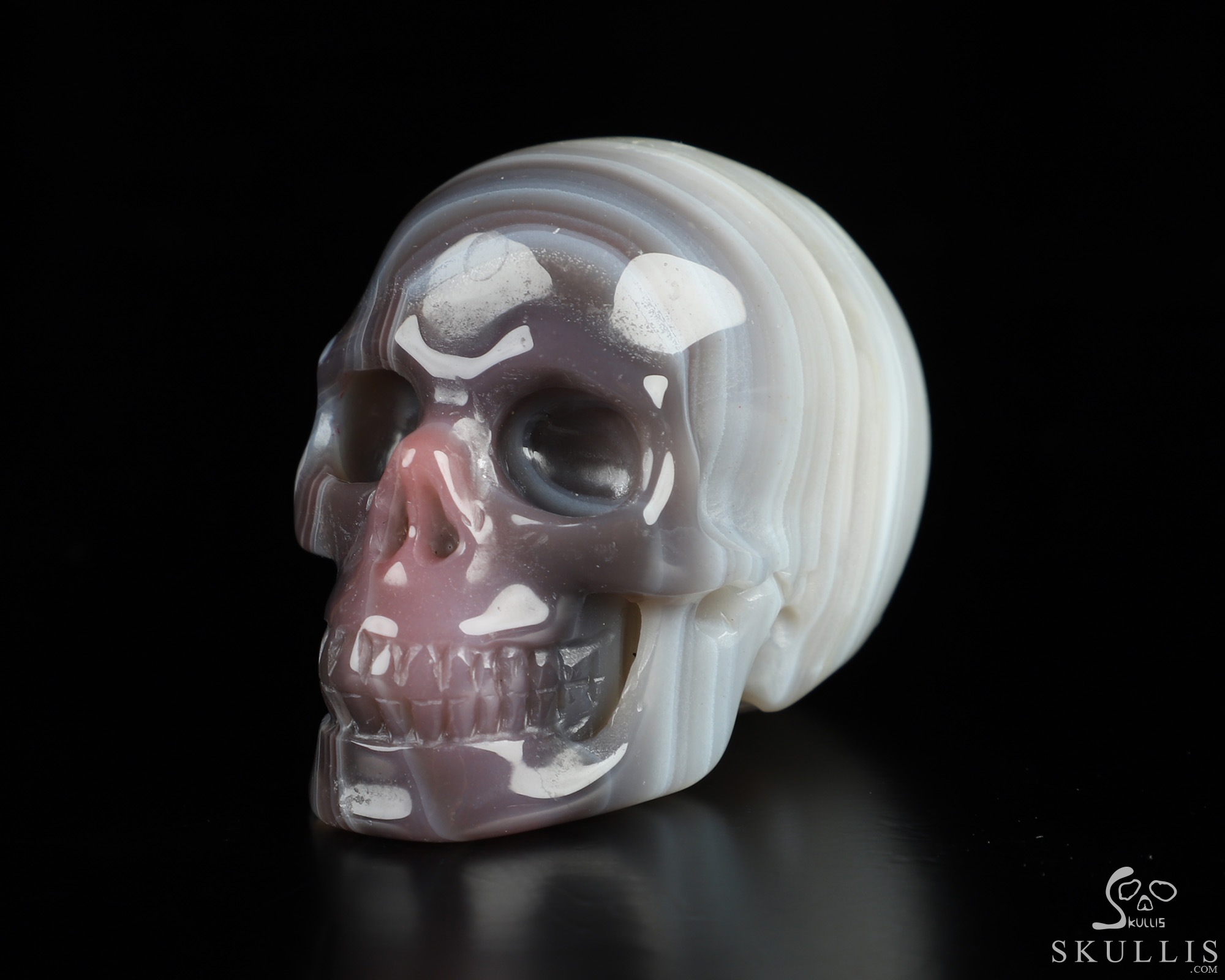 Gemstone 2.0" Mozambique Agate Hand Carved Crystal Skull, Realistic, Crystal Healing Gemstone 2.0" Mozambique Agate Hand Carved Crystal Skull, Realistic, Crystal Healing