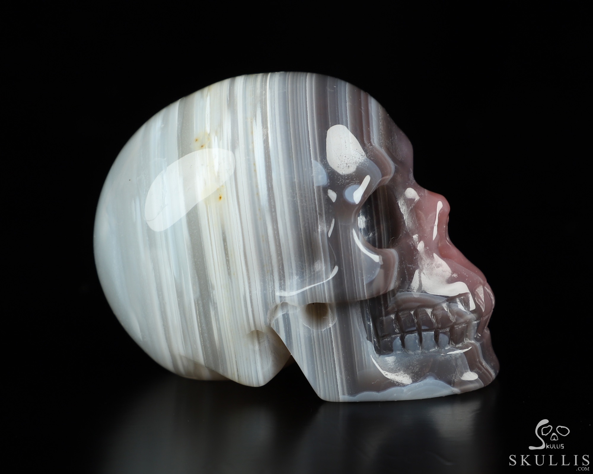 Gemstone 2.0" Mozambique Agate Hand Carved Crystal Skull, Realistic, Crystal Healing Gemstone 2.0" Mozambique Agate Hand Carved Crystal Skull, Realistic, Crystal Healing