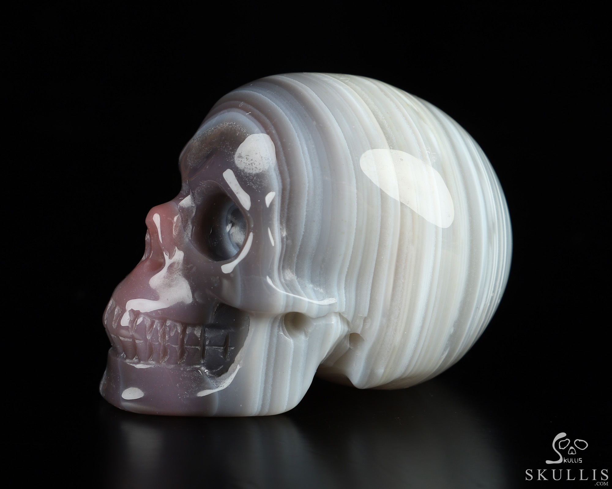 Gemstone 2.0" Mozambique Agate Hand Carved Crystal Skull, Realistic, Crystal Healing Gemstone 2.0" Mozambique Agate Hand Carved Crystal Skull, Realistic, Crystal Healing