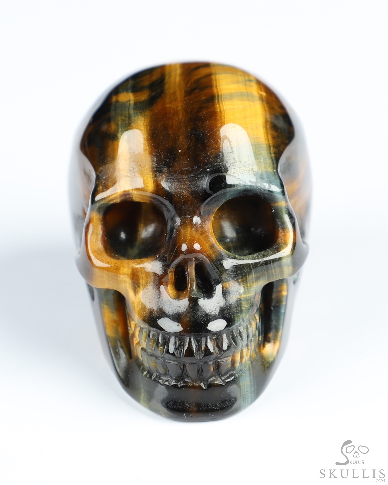 Gemstone 2.0" Blue & Gold Tiger's Eye Hand Carved Crystal Skull, Realistic, Crystal Healing Gemstone 2.0" Blue & Gold Tiger's Eye Hand Carved Crystal Skull, Realistic, Crystal Healing