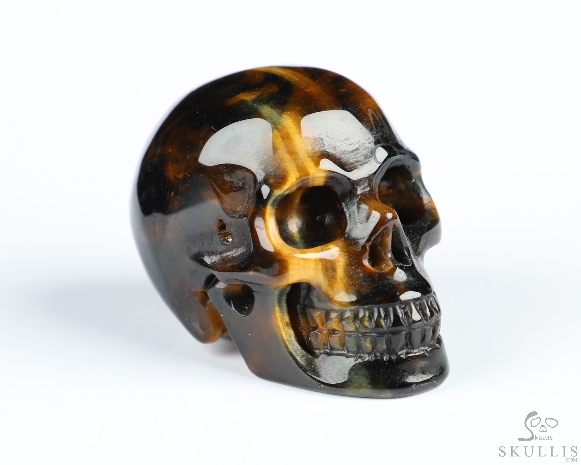 Gemstone 2.0" Blue & Gold Tiger's Eye Hand Carved Crystal Skull, Realistic, Crystal Healing Gemstone 2.0" Blue & Gold Tiger's Eye Hand Carved Crystal Skull, Realistic, Crystal Healing