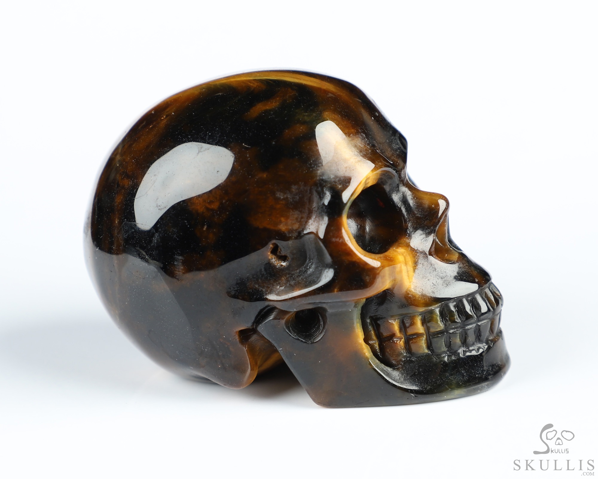 Gemstone 2.0" Blue & Gold Tiger's Eye Hand Carved Crystal Skull, Realistic, Crystal Healing Gemstone 2.0" Blue & Gold Tiger's Eye Hand Carved Crystal Skull, Realistic, Crystal Healing
