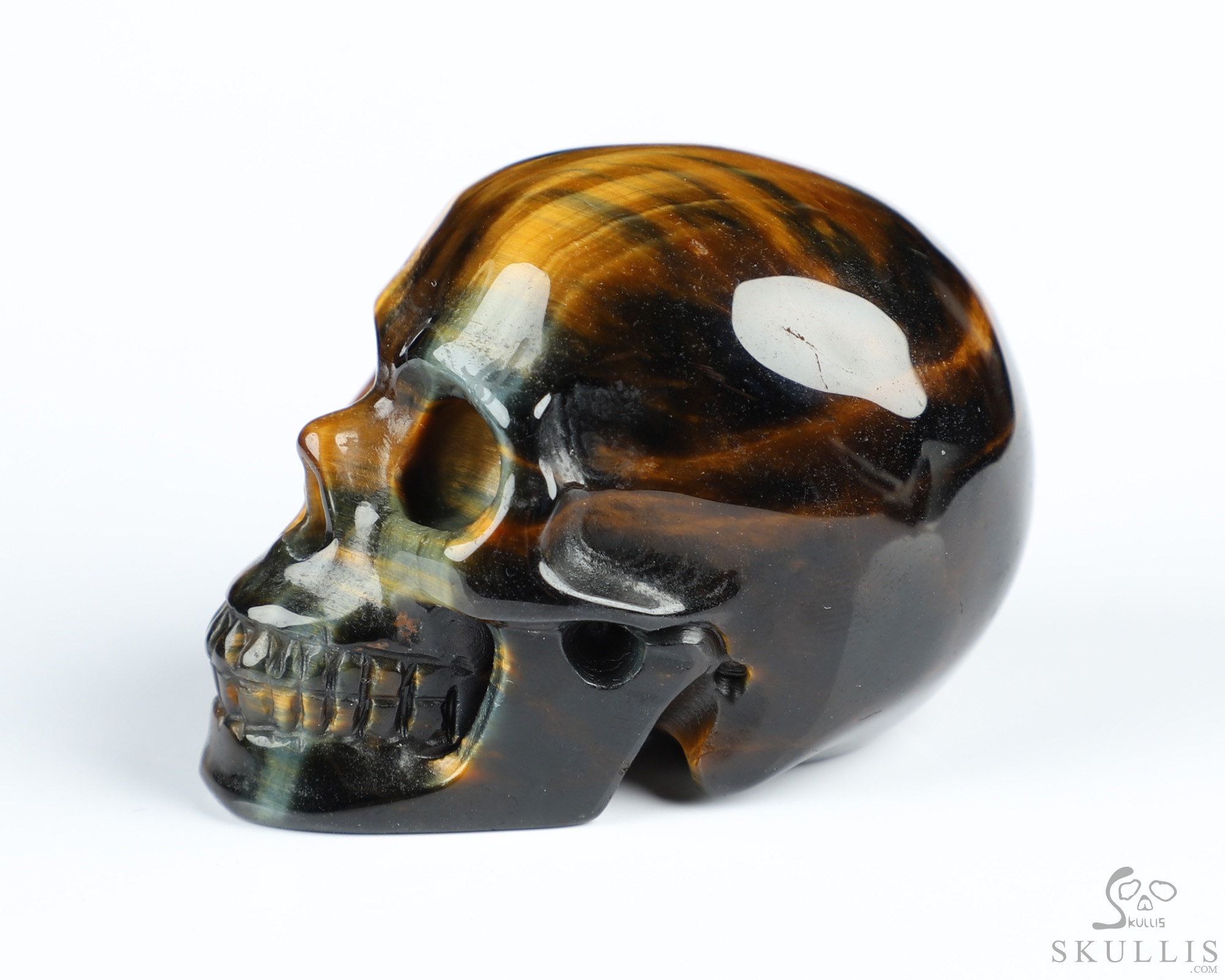 Gemstone 2.0" Blue & Gold Tiger's Eye Hand Carved Crystal Skull, Realistic, Crystal Healing Gemstone 2.0" Blue & Gold Tiger's Eye Hand Carved Crystal Skull, Realistic, Crystal Healing