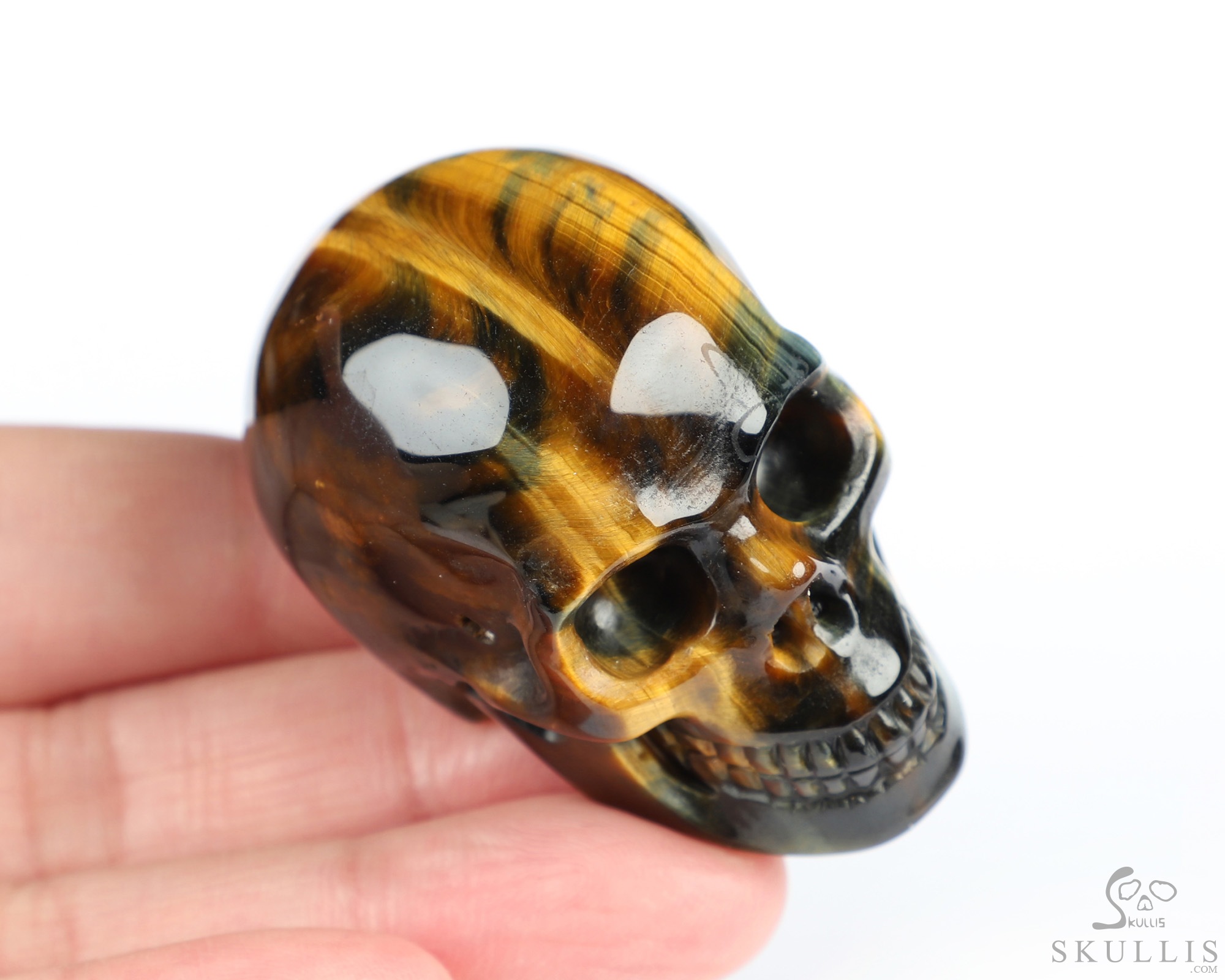 Gemstone 2.0" Blue & Gold Tiger's Eye Hand Carved Crystal Skull, Realistic, Crystal Healing Gemstone 2.0" Blue & Gold Tiger's Eye Hand Carved Crystal Skull, Realistic, Crystal Healing