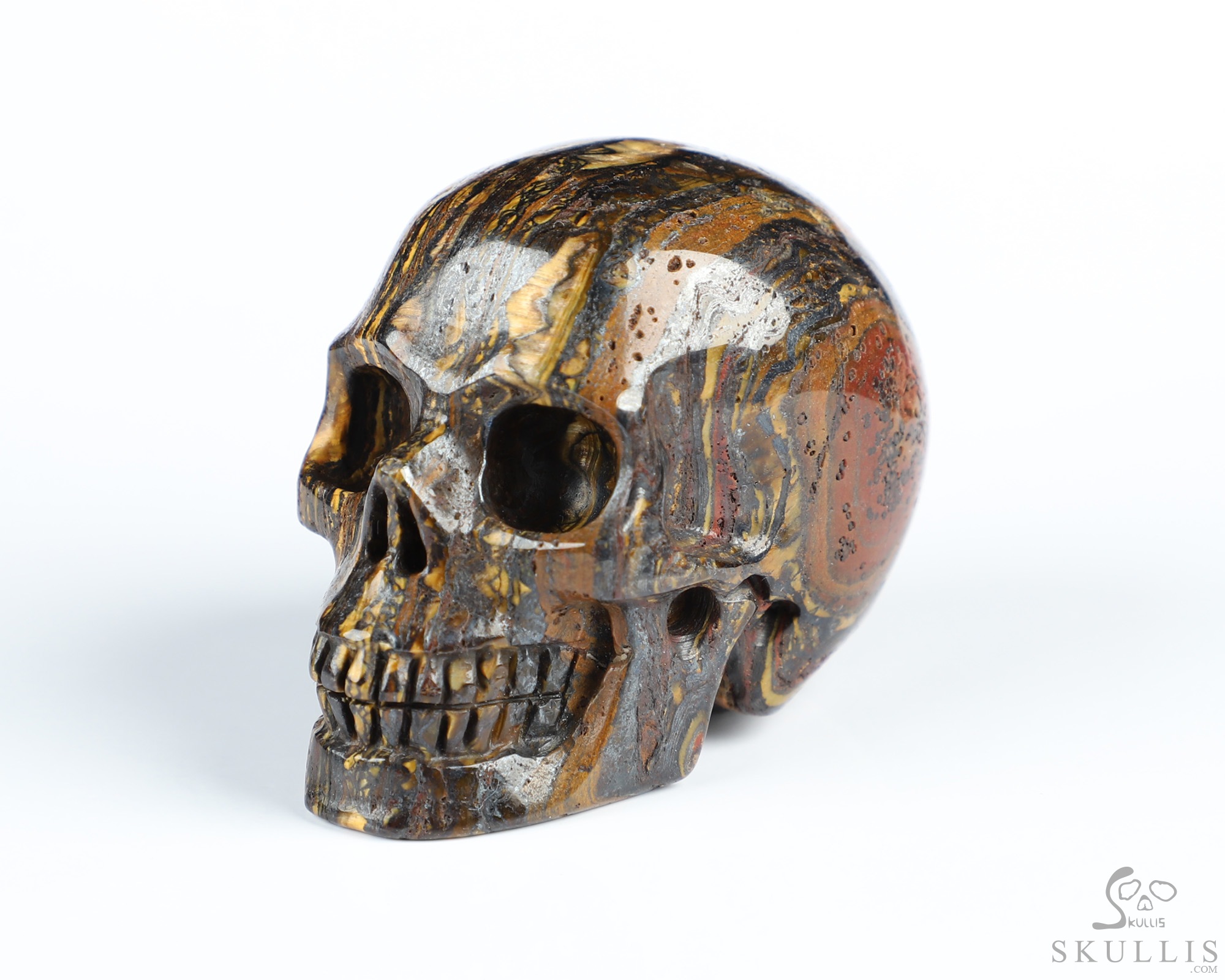 2.0" Gold Tiger Iron Eye Hand Carved Crystal Skull, Realistic, Crystal Healing 2.0" Gold Tiger Iron Eye Hand Carved Crystal Skull, Realistic, Crystal Healing