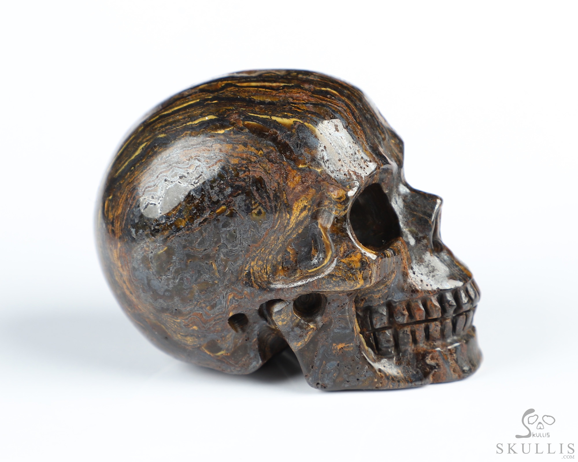 2.0" Gold Tiger Iron Eye Hand Carved Crystal Skull, Realistic, Crystal Healing 2.0" Gold Tiger Iron Eye Hand Carved Crystal Skull, Realistic, Crystal Healing
