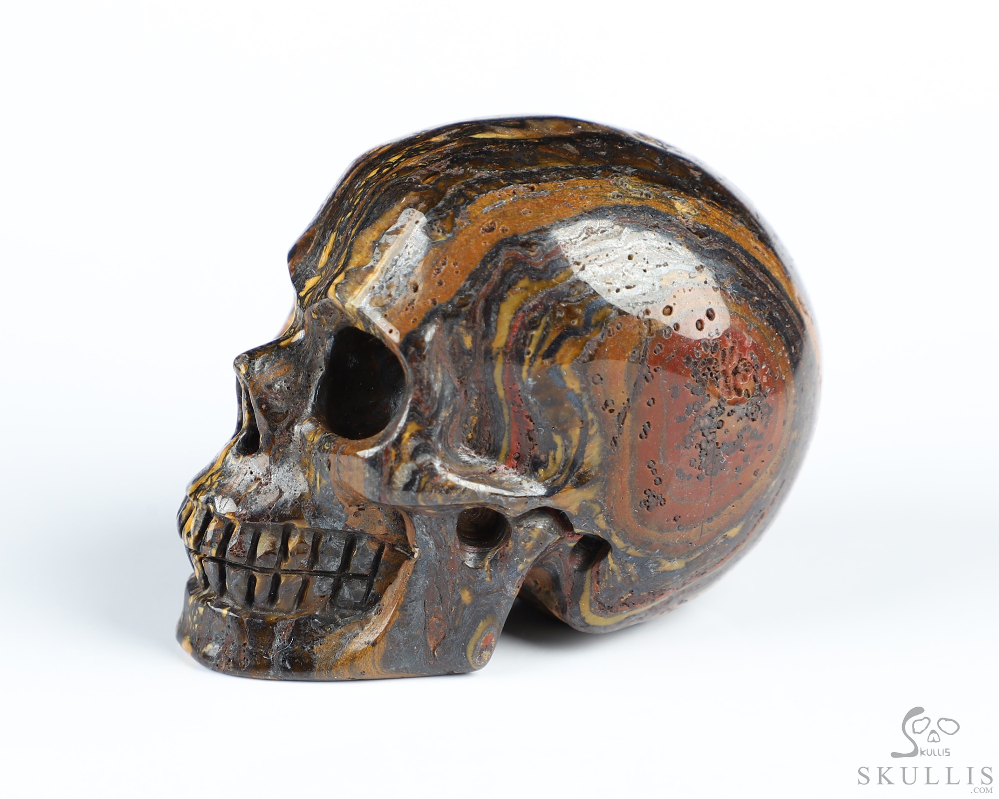 2.0" Gold Tiger Iron Eye Hand Carved Crystal Skull, Realistic, Crystal Healing 2.0" Gold Tiger Iron Eye Hand Carved Crystal Skull, Realistic, Crystal Healing