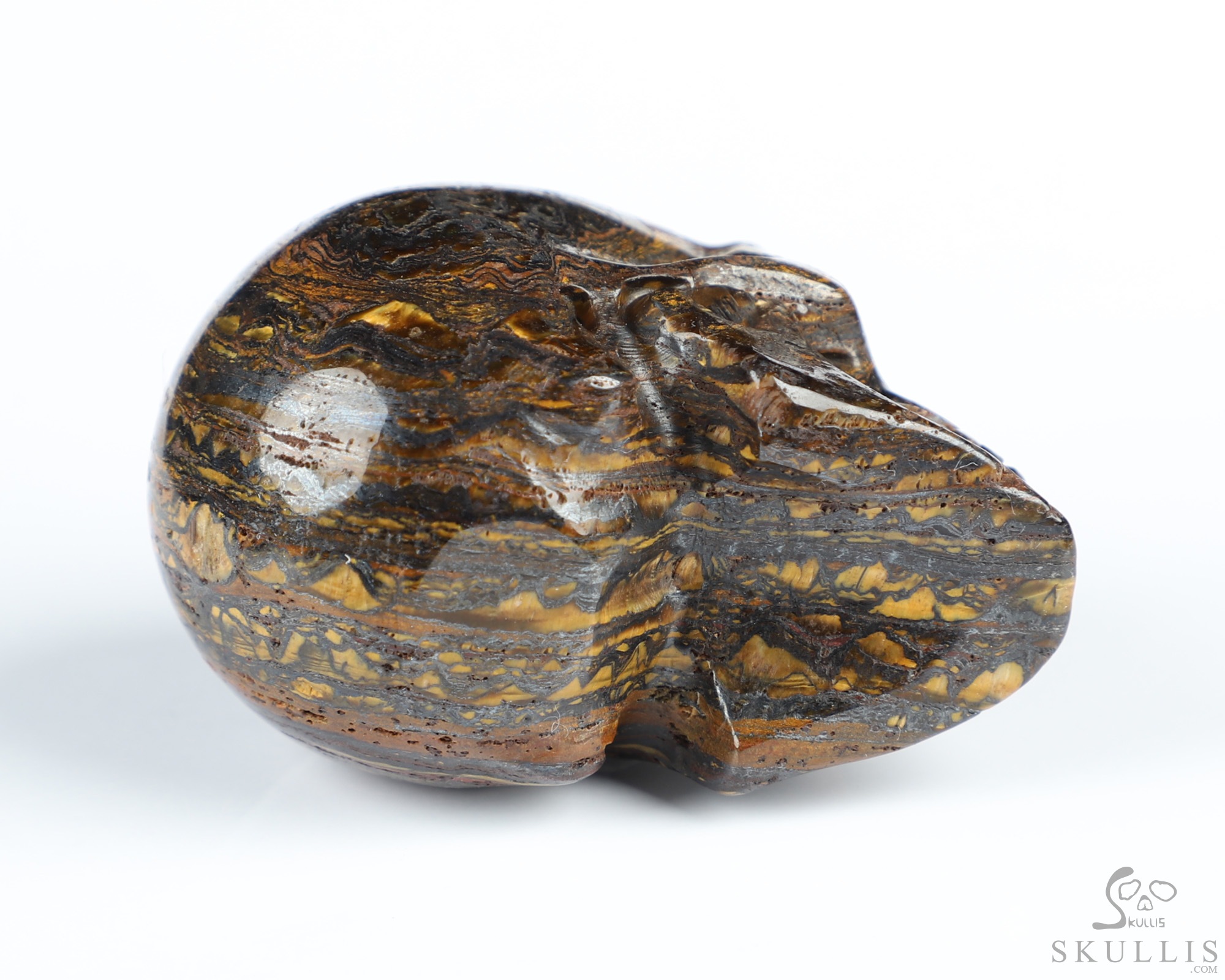 2.0" Gold Tiger Iron Eye Hand Carved Crystal Skull, Realistic, Crystal Healing 2.0" Gold Tiger Iron Eye Hand Carved Crystal Skull, Realistic, Crystal Healing