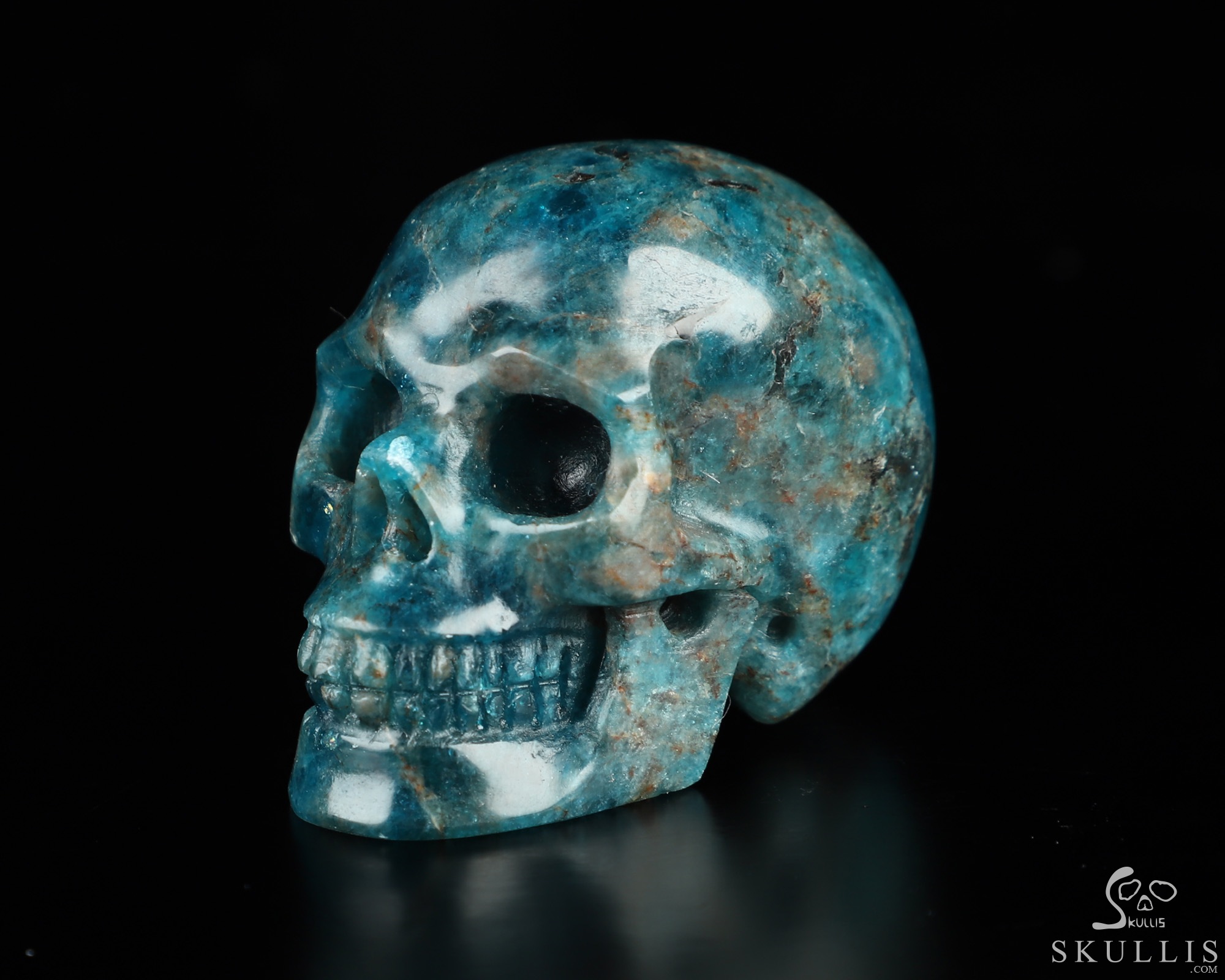 2.0" Blue Apatite Hand Carved Crystal Skull, Realistic, Crystal Healing 2.0" Blue Apatite Hand Carved Crystal Skull, Realistic, Crystal Healing