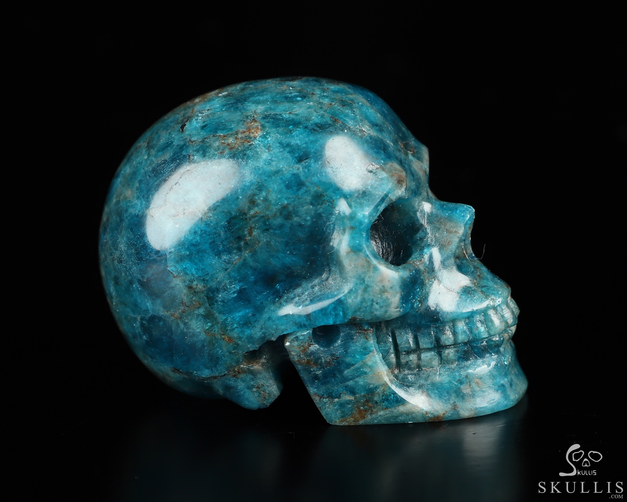 2.0" Blue Apatite Hand Carved Crystal Skull, Realistic, Crystal Healing 2.0" Blue Apatite Hand Carved Crystal Skull, Realistic, Crystal Healing