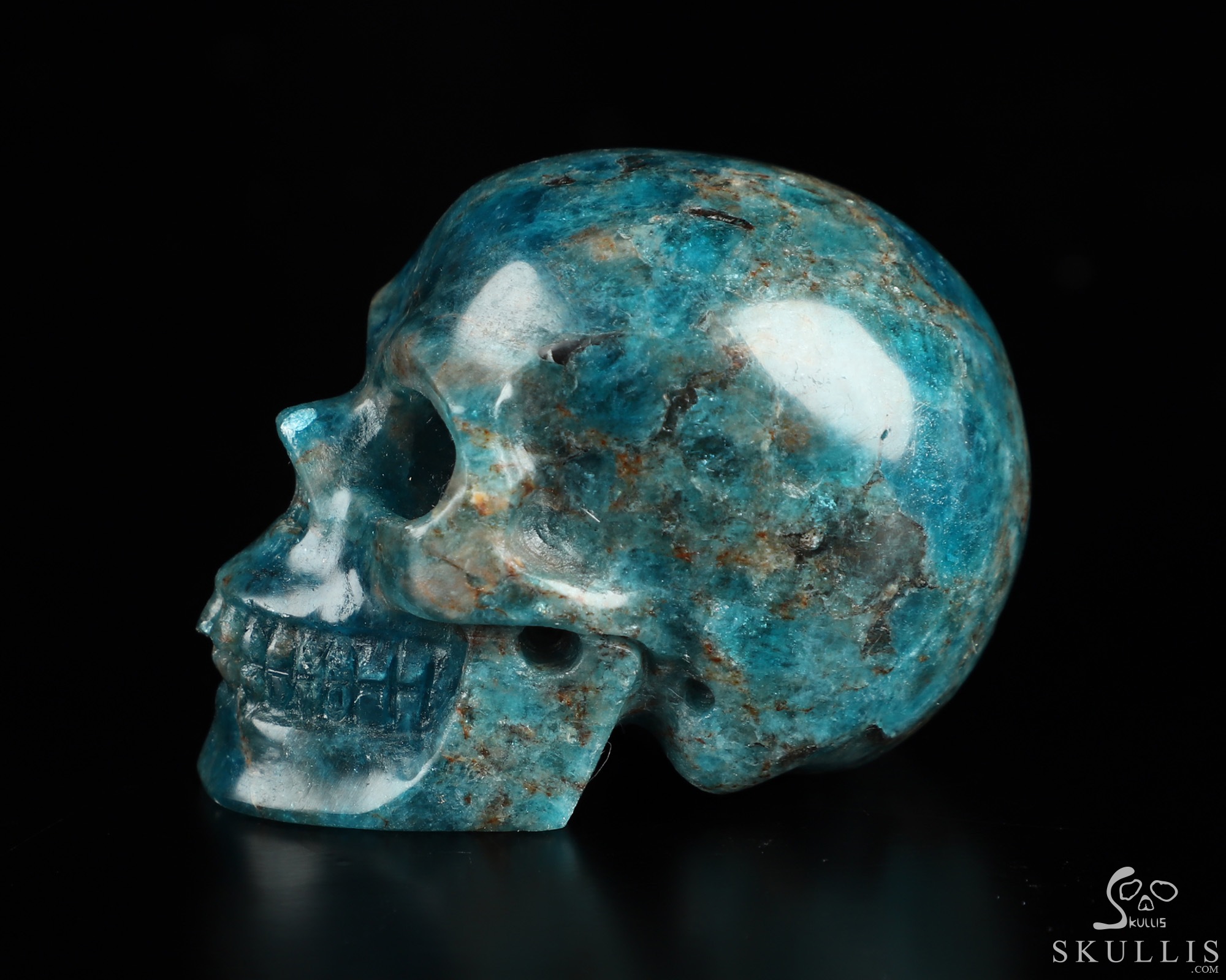 2.0" Blue Apatite Hand Carved Crystal Skull, Realistic, Crystal Healing 2.0" Blue Apatite Hand Carved Crystal Skull, Realistic, Crystal Healing