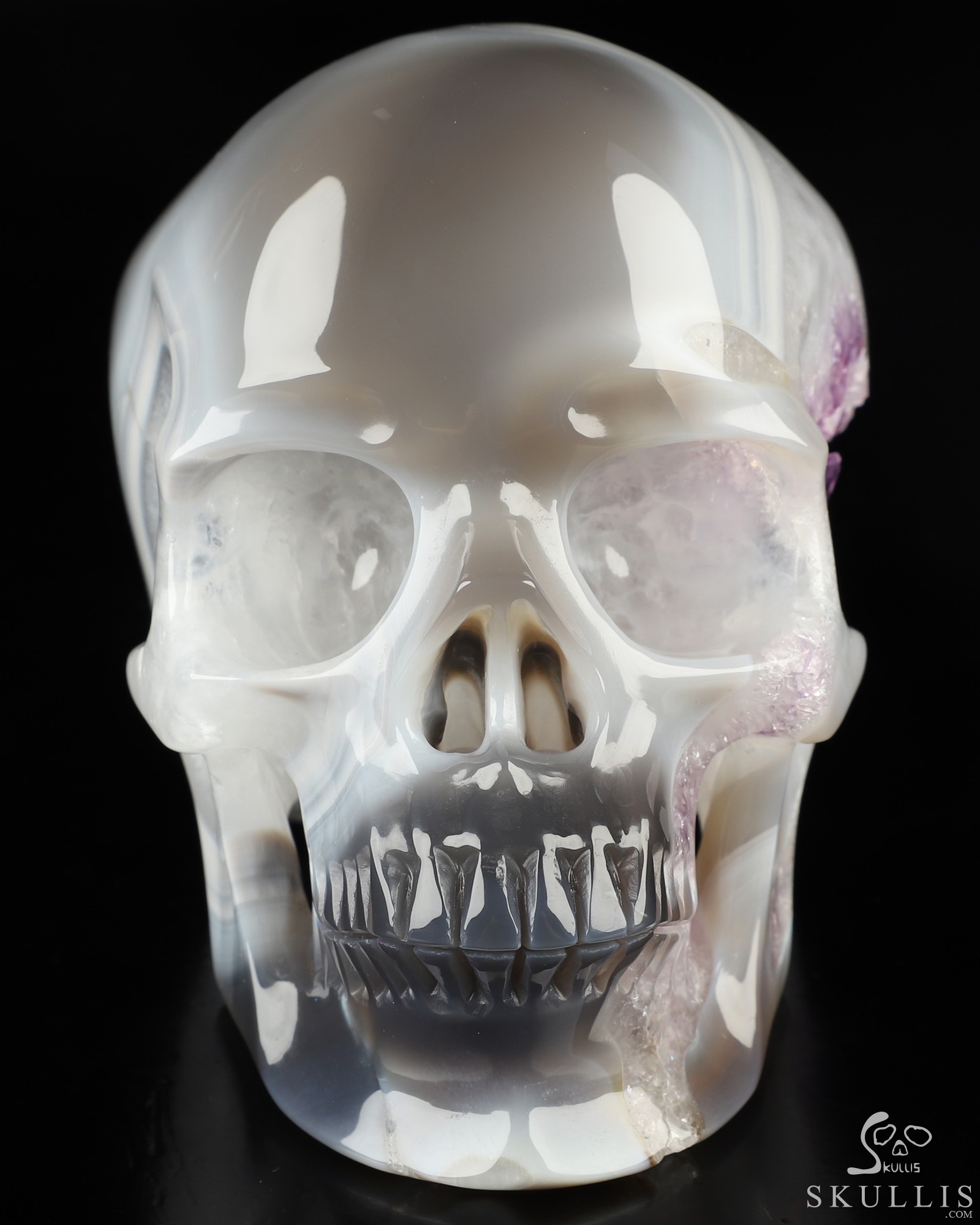 5.0" Agate Amethyst Geode Hand Carved Crystal Skull, Super Realistic, Crystal Healing 5.0" Agate Amethyst Geode Hand Carved Crystal Skull, Super Realistic, Crystal Healing