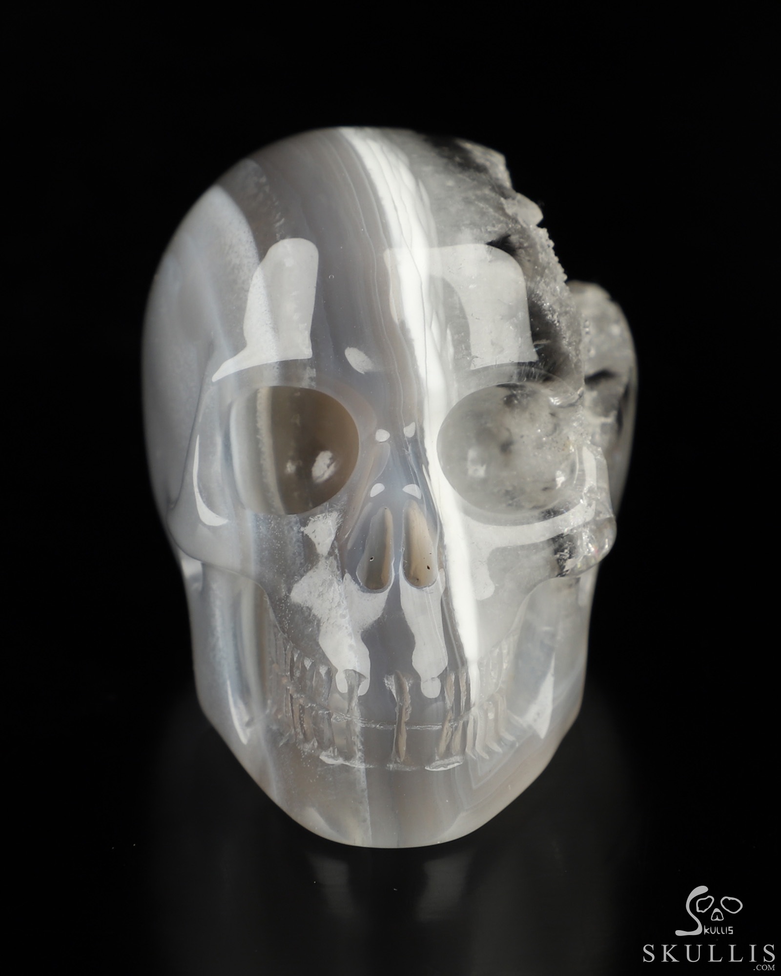 2.0" Agate Geode Hand Carved Crystal Skull, Realistic, Crystal Healing 2.0" Agate Geode Hand Carved Crystal Skull, Realistic, Crystal Healing