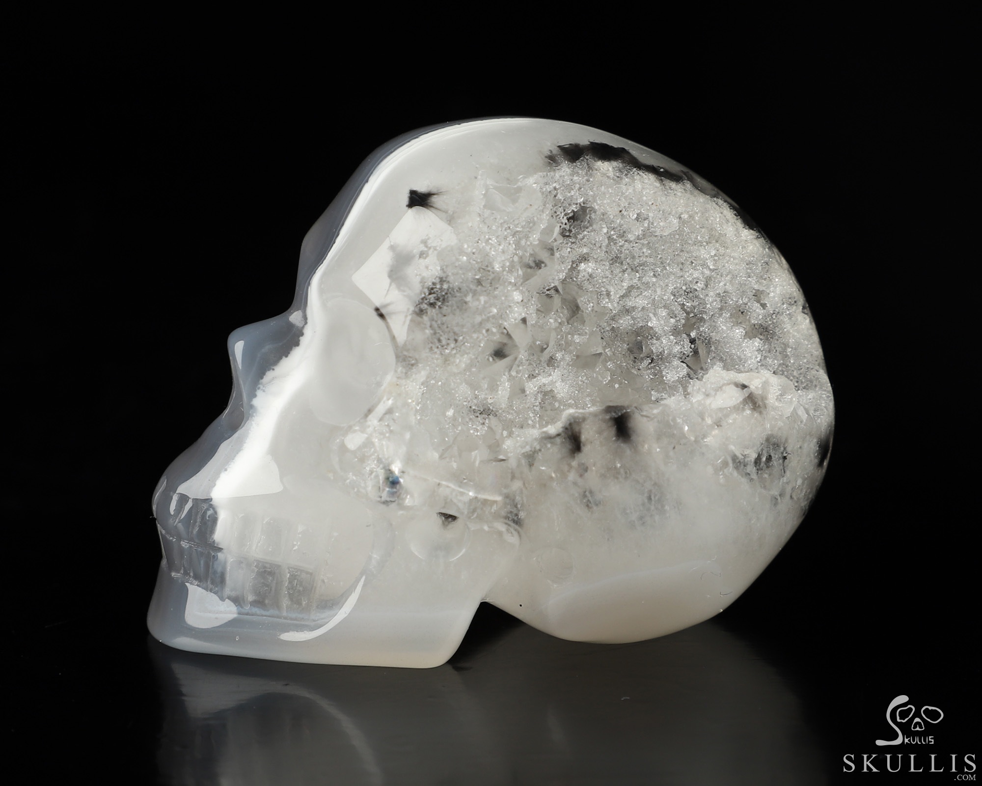 2.0" Agate Geode Hand Carved Crystal Skull, Realistic, Crystal Healing 2.0" Agate Geode Hand Carved Crystal Skull, Realistic, Crystal Healing