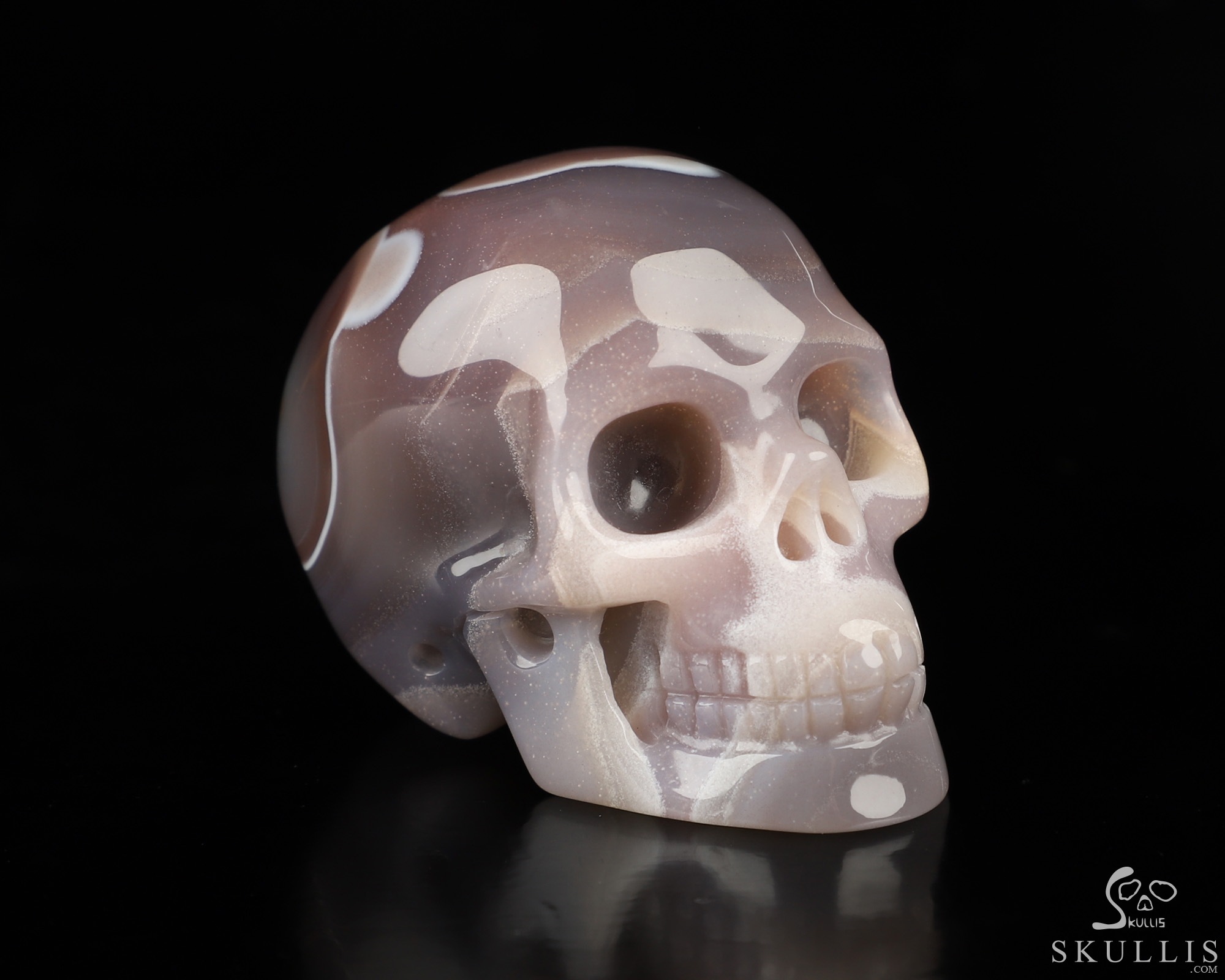 Gemstone 2.0" Mozambique Agate Hand Carved Crystal Skull, Realistic, Crystal Healing Gemstone 2.0" Mozambique Agate Hand Carved Crystal Skull, Realistic, Crystal Healing