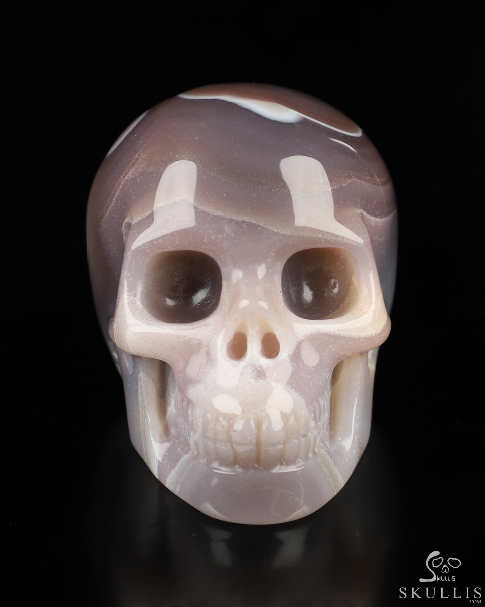 Gemstone 2.0" Mozambique Agate Hand Carved Crystal Skull, Realistic, Crystal Healing Gemstone 2.0" Mozambique Agate Hand Carved Crystal Skull, Realistic, Crystal Healing