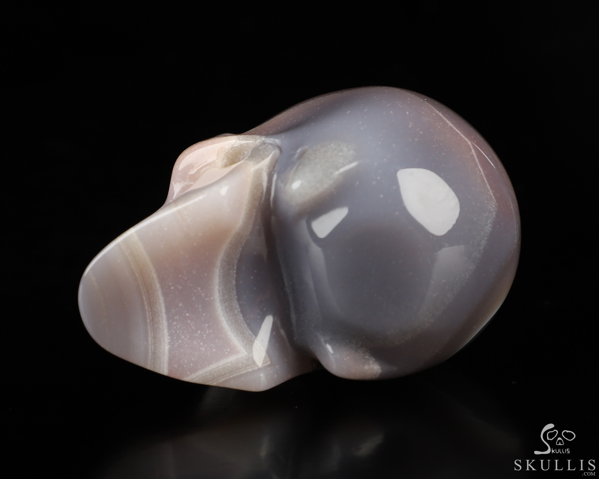 Gemstone 2.0" Mozambique Agate Hand Carved Crystal Skull, Realistic, Crystal Healing Gemstone 2.0" Mozambique Agate Hand Carved Crystal Skull, Realistic, Crystal Healing