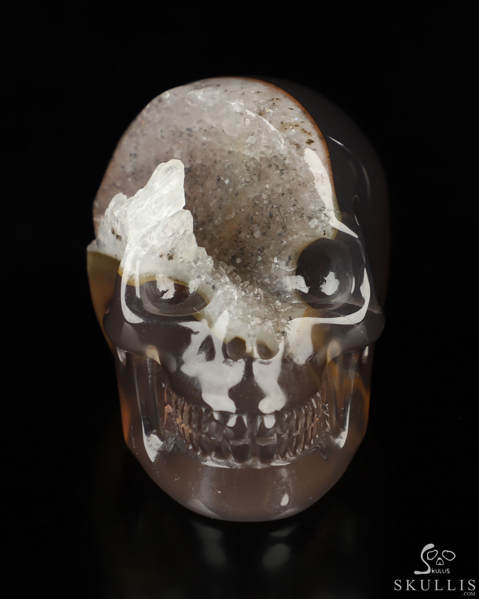 2.0" Agate Geode Hand Carved Crystal Skull, Realistic, Crystal Healing 2.0" Agate Geode Hand Carved Crystal Skull, Realistic, Crystal Healing