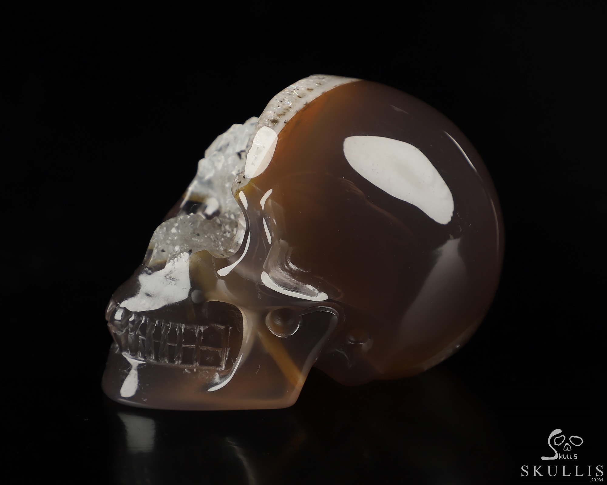 2.0" Agate Geode Hand Carved Crystal Skull, Realistic, Crystal Healing 2.0" Agate Geode Hand Carved Crystal Skull, Realistic, Crystal Healing