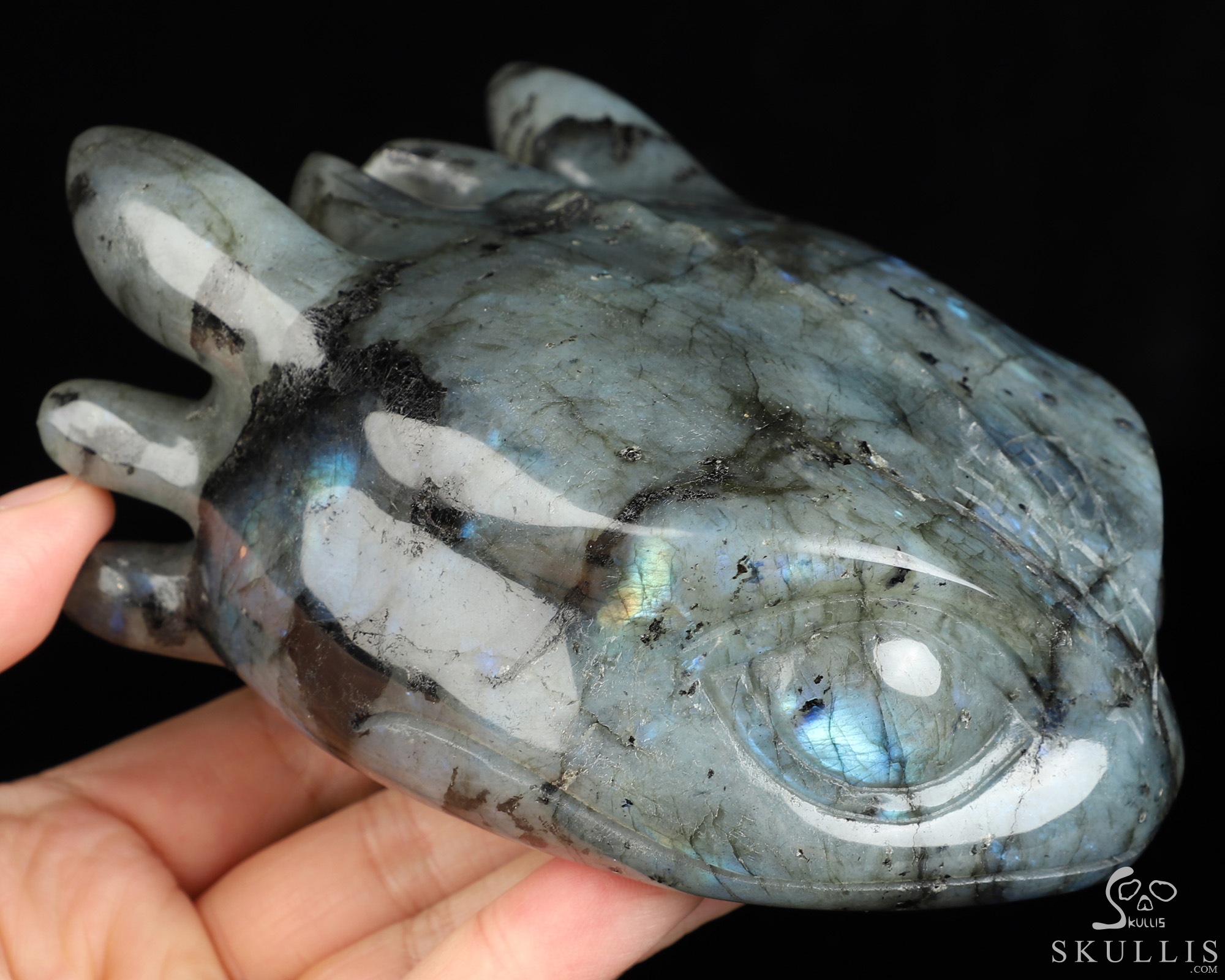 5.1" Labradorite Hand Carved Crystal Toothless Dragon Fine Art Sculpture, Crystal Healing 5.1" Labradorite Hand Carved Crystal Toothless Dragon Fine Art Sculpture, Crystal Healing