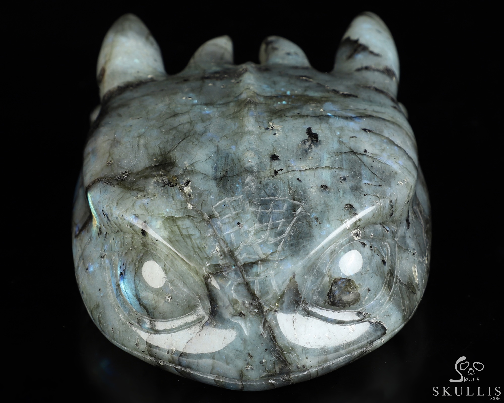 5.1" Labradorite Hand Carved Crystal Toothless Dragon Fine Art Sculpture, Crystal Healing 5.1" Labradorite Hand Carved Crystal Toothless Dragon Fine Art Sculpture, Crystal Healing