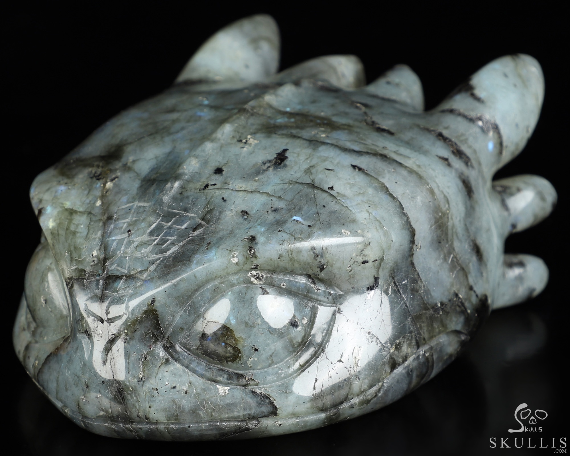 5.1" Labradorite Hand Carved Crystal Toothless Dragon Fine Art Sculpture, Crystal Healing 5.1" Labradorite Hand Carved Crystal Toothless Dragon Fine Art Sculpture, Crystal Healing