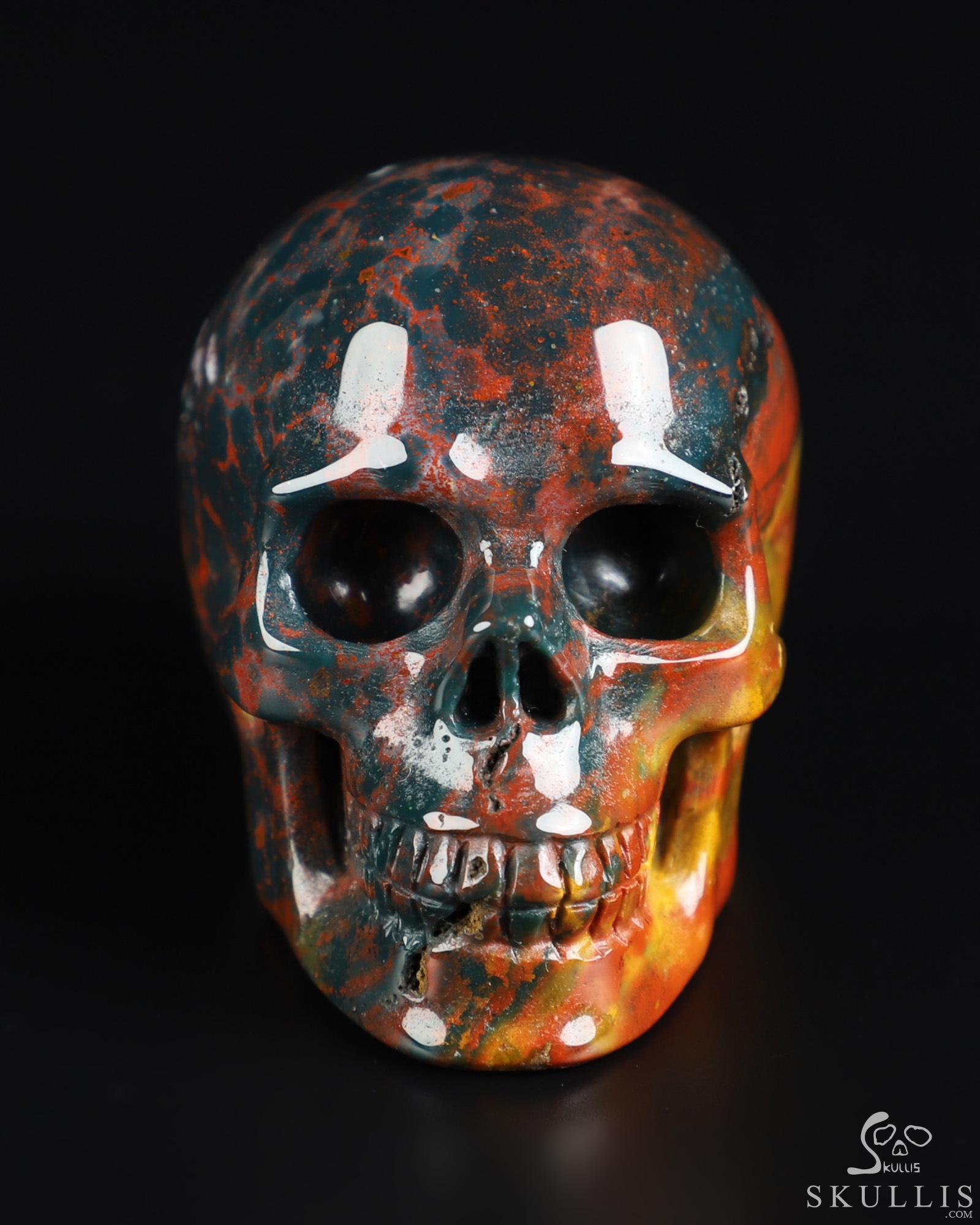 2.0" Bloodstone Hand Carved Crystal Skull, Realistic, Crystal Healing 2.0" Bloodstone Hand Carved Crystal Skull, Realistic, Crystal Healing