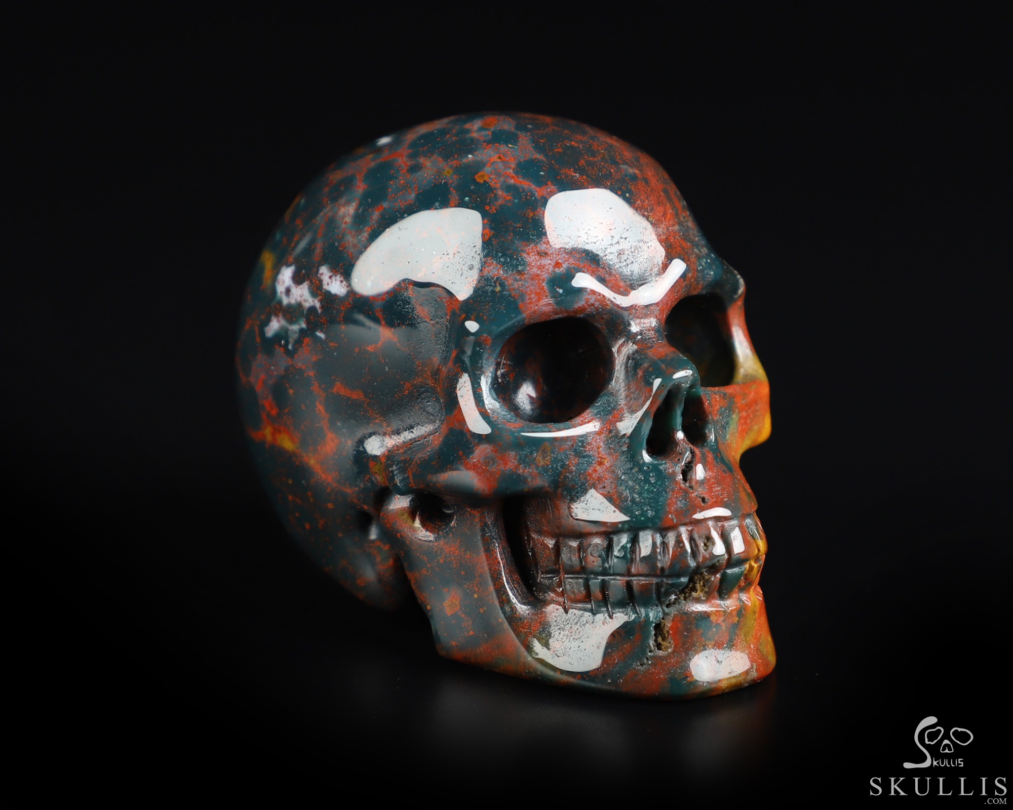 2.0" Bloodstone Hand Carved Crystal Skull, Realistic, Crystal Healing 2.0" Bloodstone Hand Carved Crystal Skull, Realistic, Crystal Healing