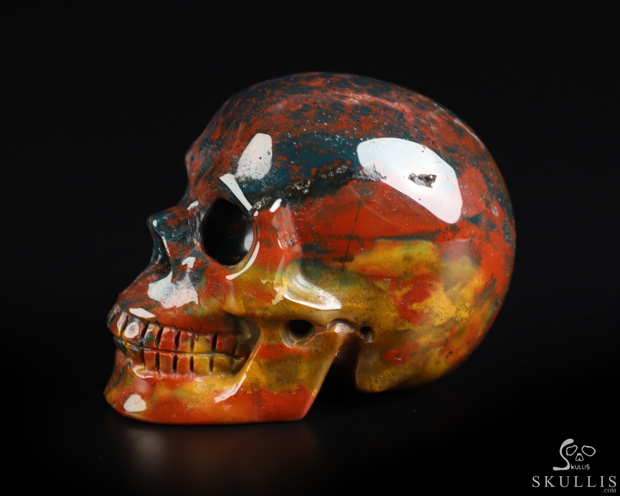 2.0" Bloodstone Hand Carved Crystal Skull, Realistic, Crystal Healing 2.0" Bloodstone Hand Carved Crystal Skull, Realistic, Crystal Healing