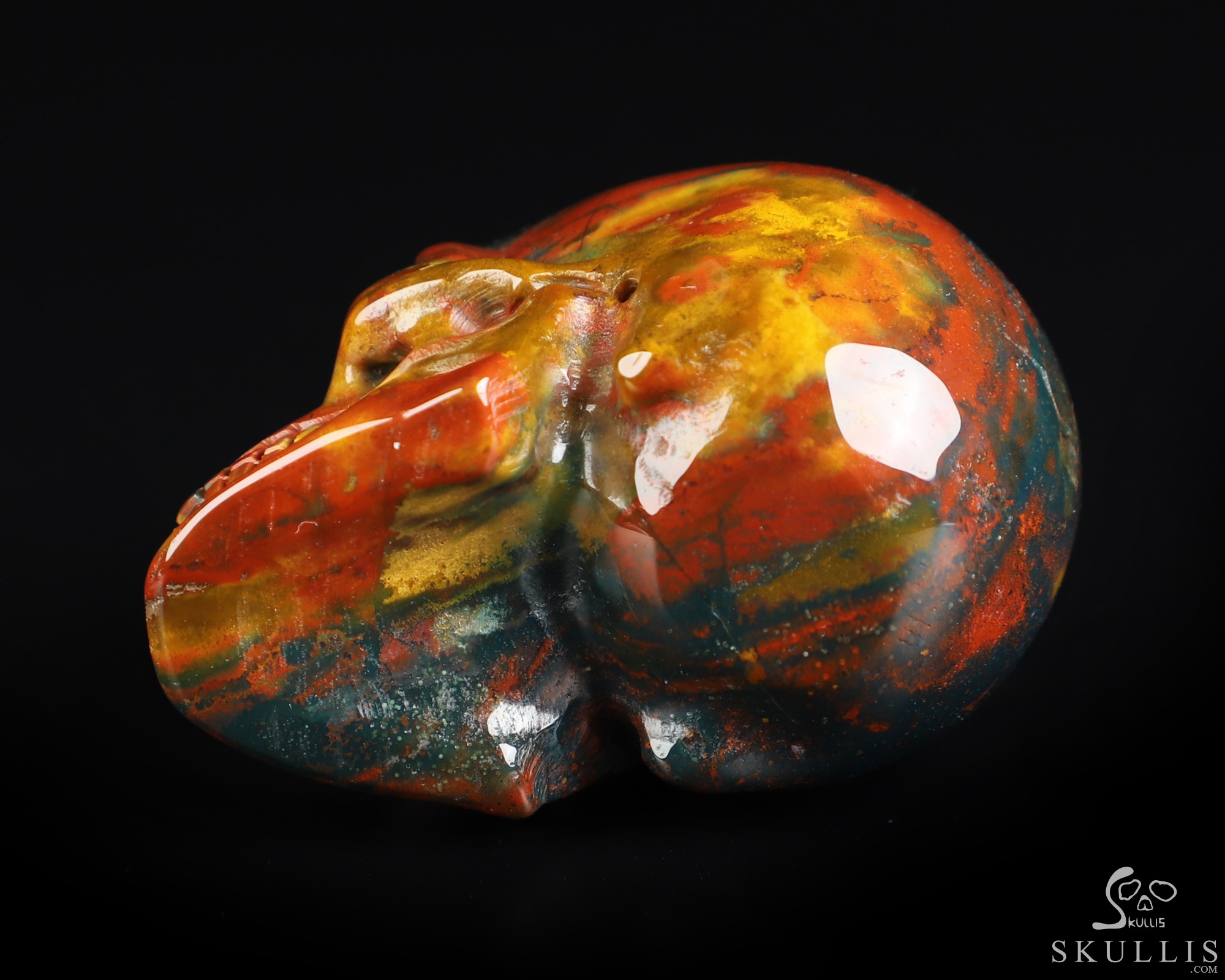 2.0" Bloodstone Hand Carved Crystal Skull, Realistic, Crystal Healing 2.0" Bloodstone Hand Carved Crystal Skull, Realistic, Crystal Healing