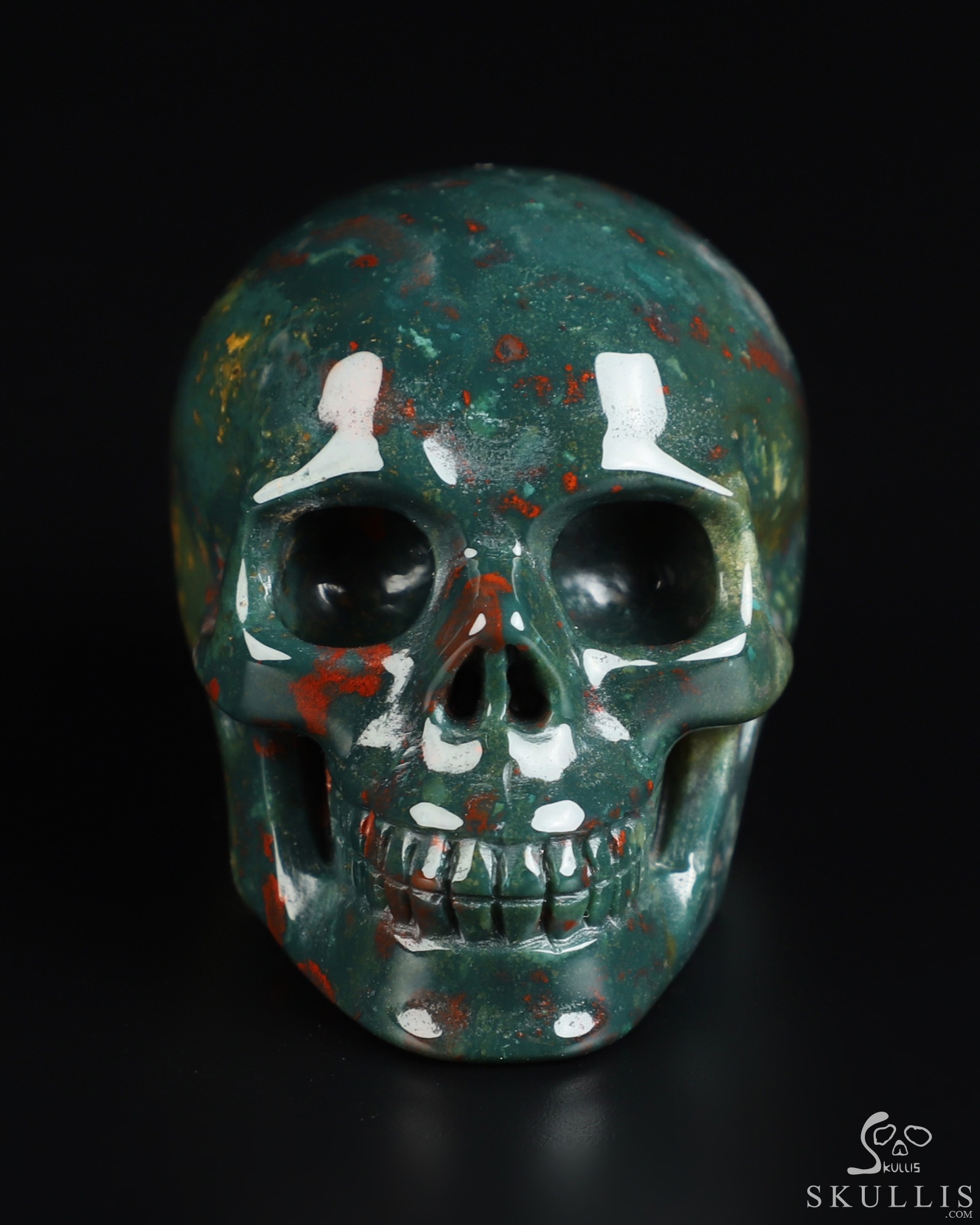 2.0" Bloodstone Hand Carved Crystal Skull, Realistic, Crystal Healing 2.0" Bloodstone Hand Carved Crystal Skull, Realistic, Crystal Healing
